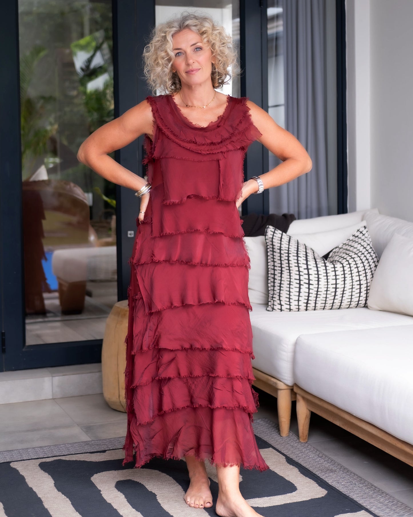 Always Have Fun Fringe Maxi Dress | Burgundy