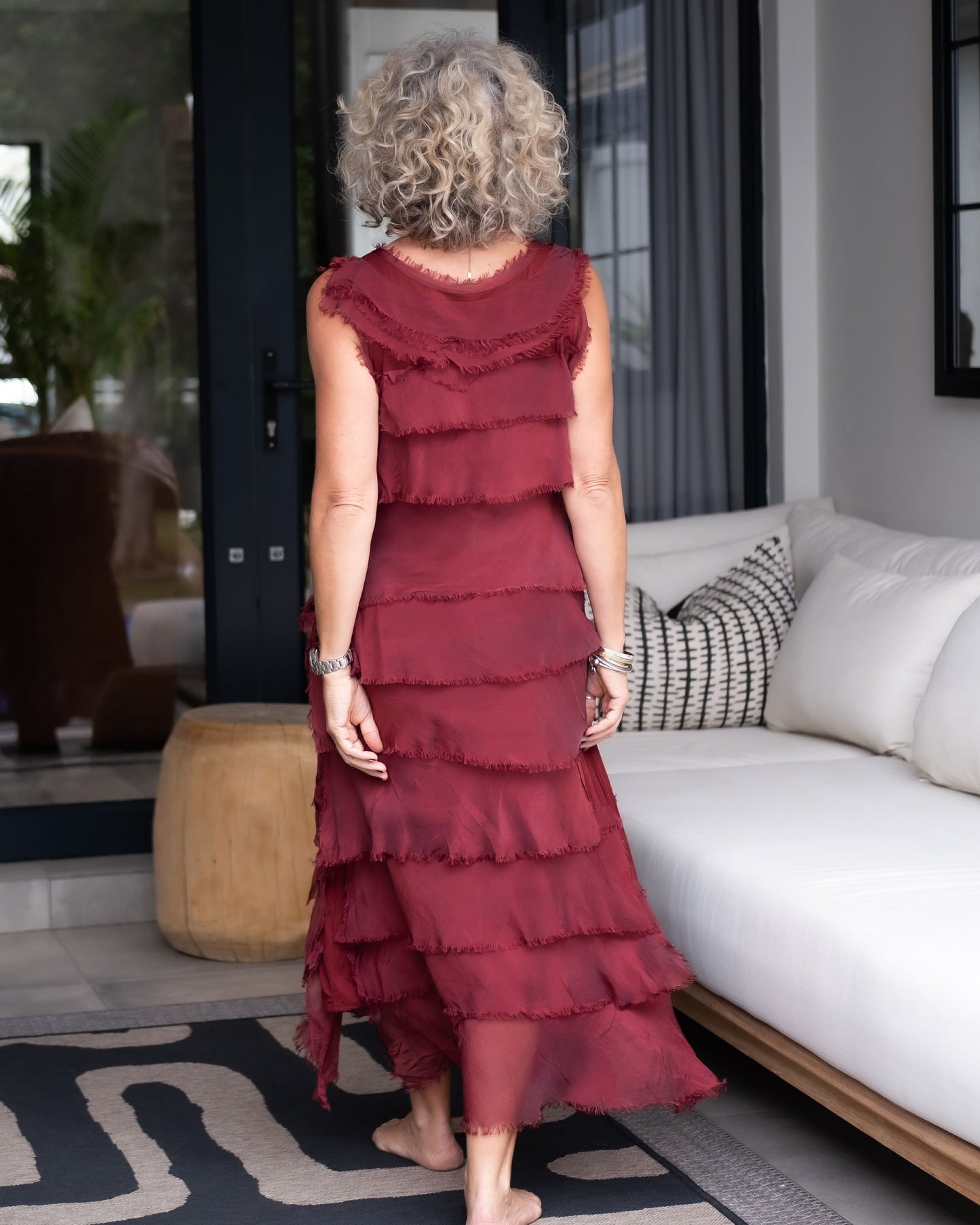Always Have Fun Fringe Maxi Dress | Burgundy