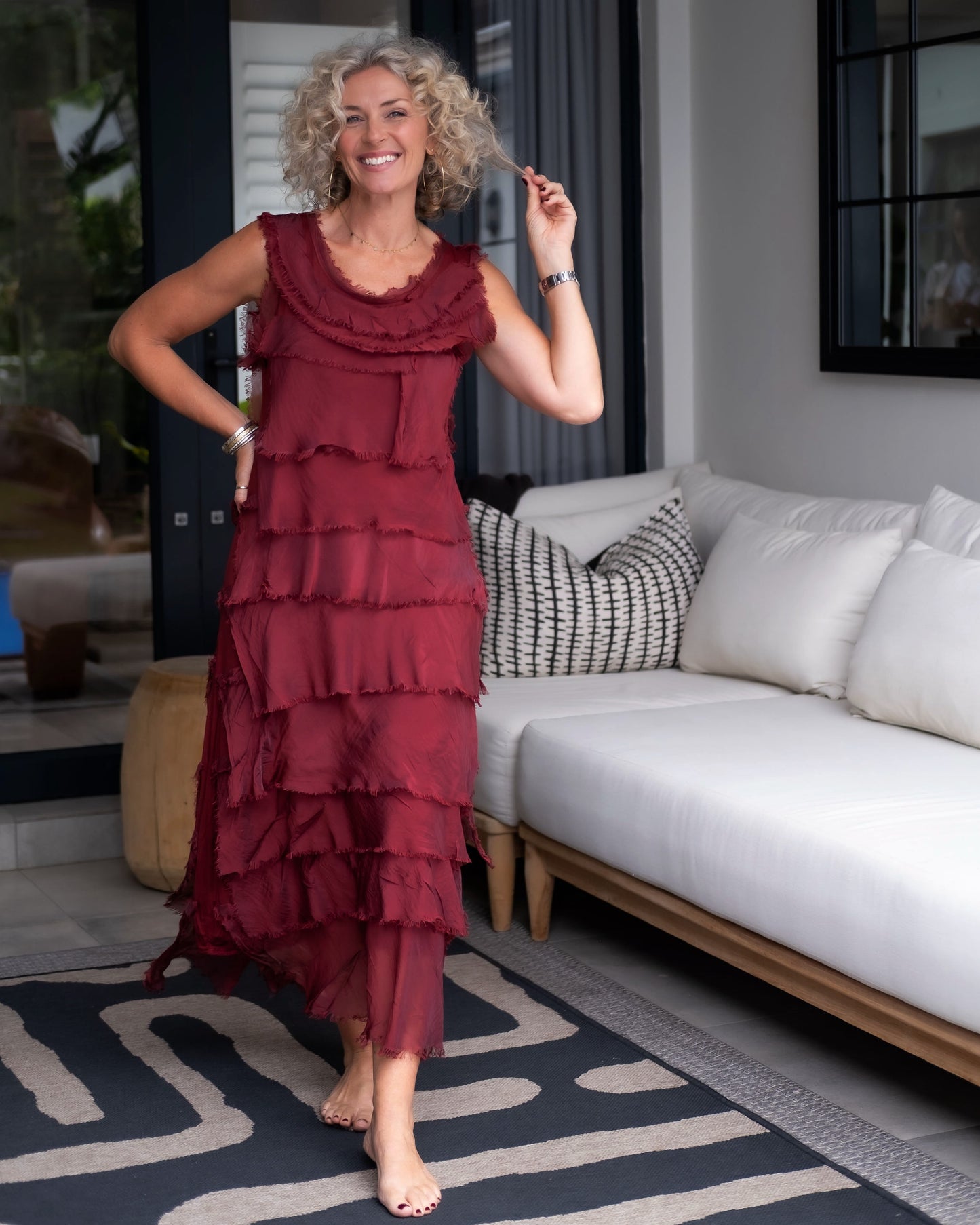 Always Have Fun Fringe Maxi Dress | Burgundy