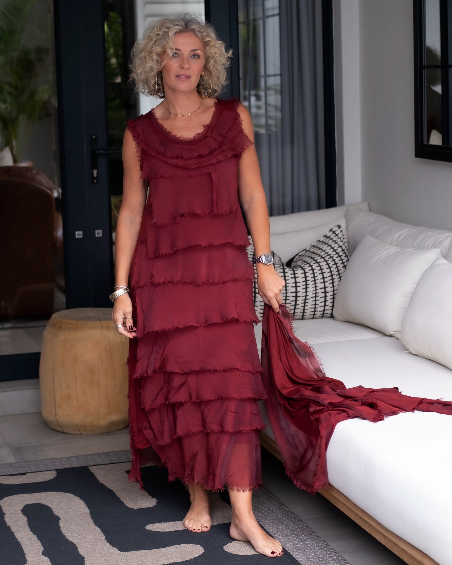 Always Have Fun Fringe Maxi Dress | Burgundy