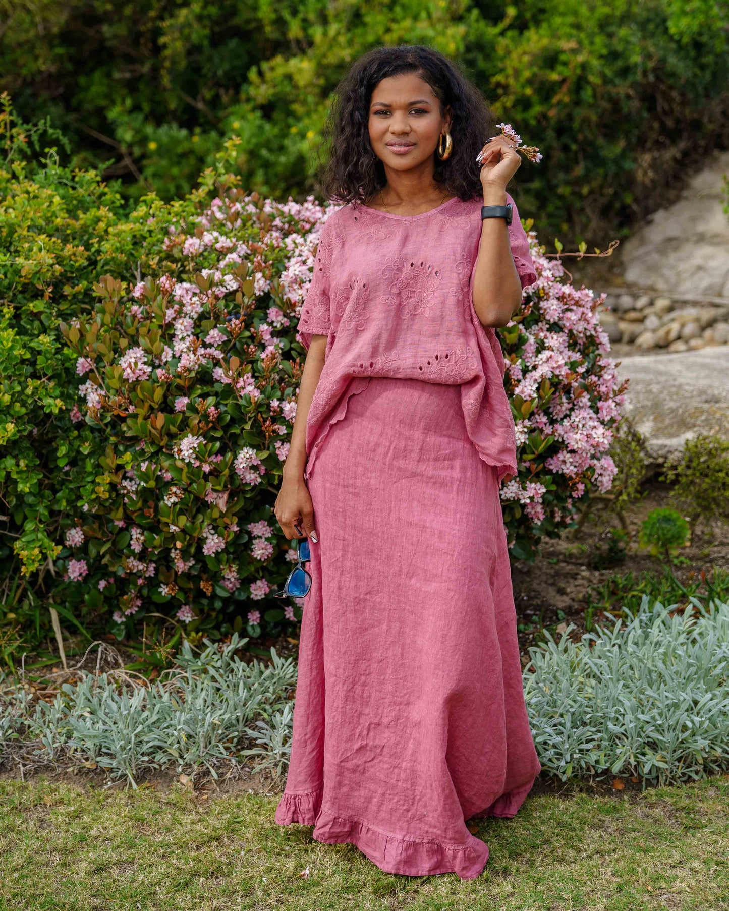 Sweet Talk Linen Skirt | Rose Bouquet