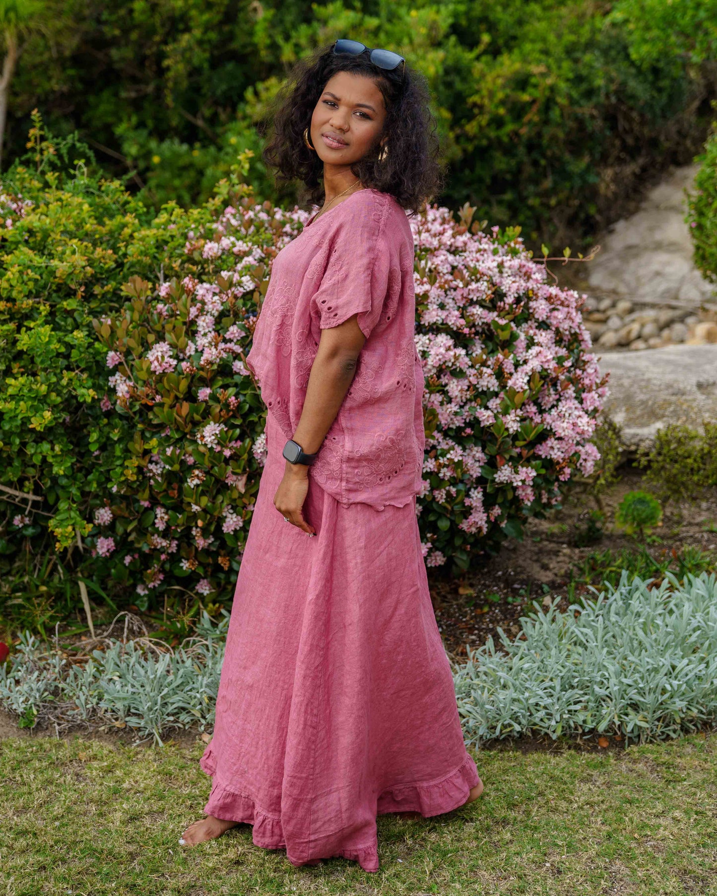 Sweet Talk Linen Skirt | Rose Bouquet
