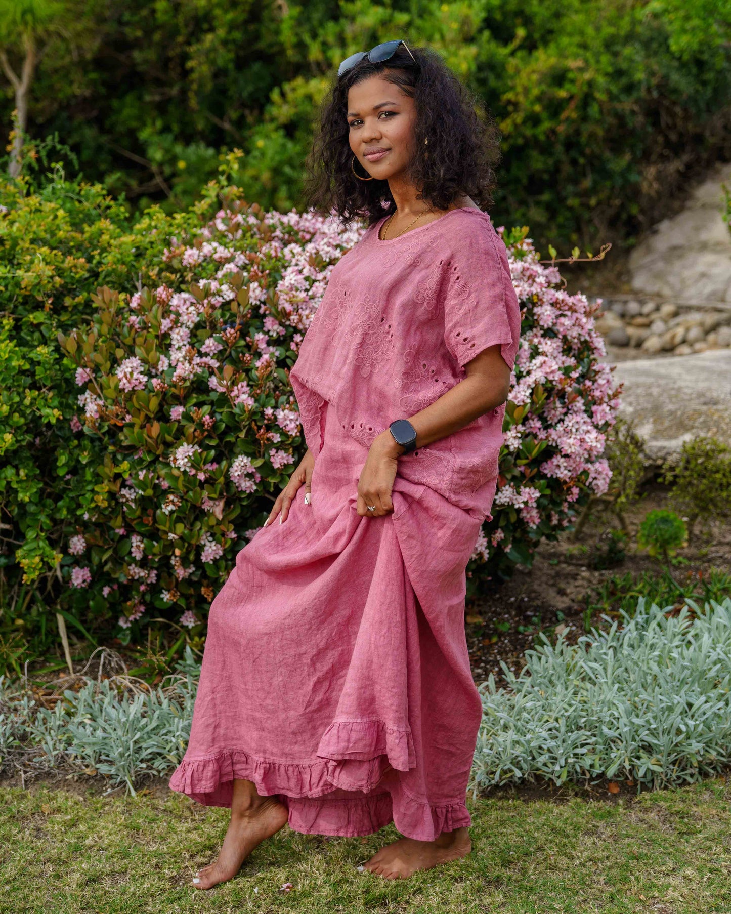 Sweet Talk Linen Skirt | Rose Bouquet