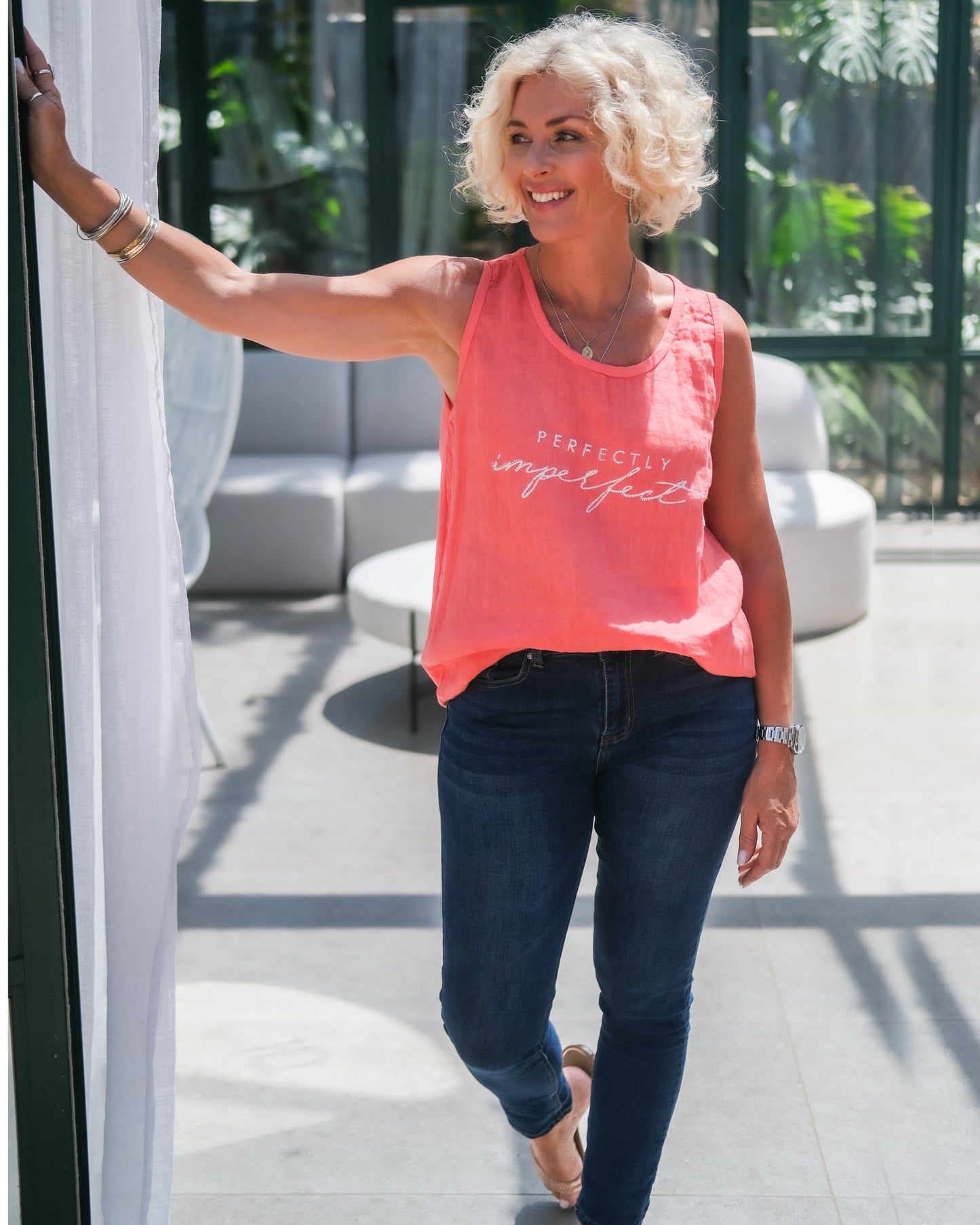 Breezy Linen Vest | Watermelon