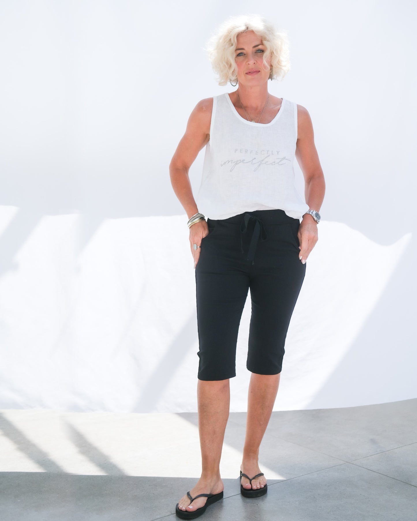 Breezy Linen Vest | White
