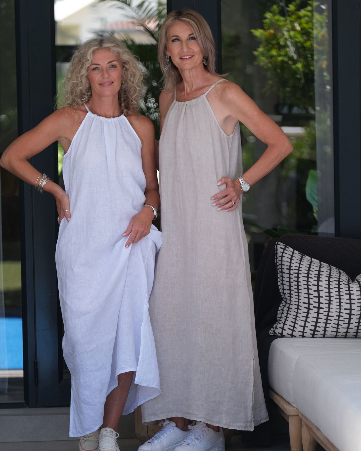 Breezy Strappy Linen Dress | Beige