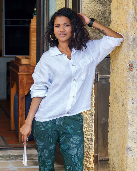 Chic Charisma Linen Jacket | White