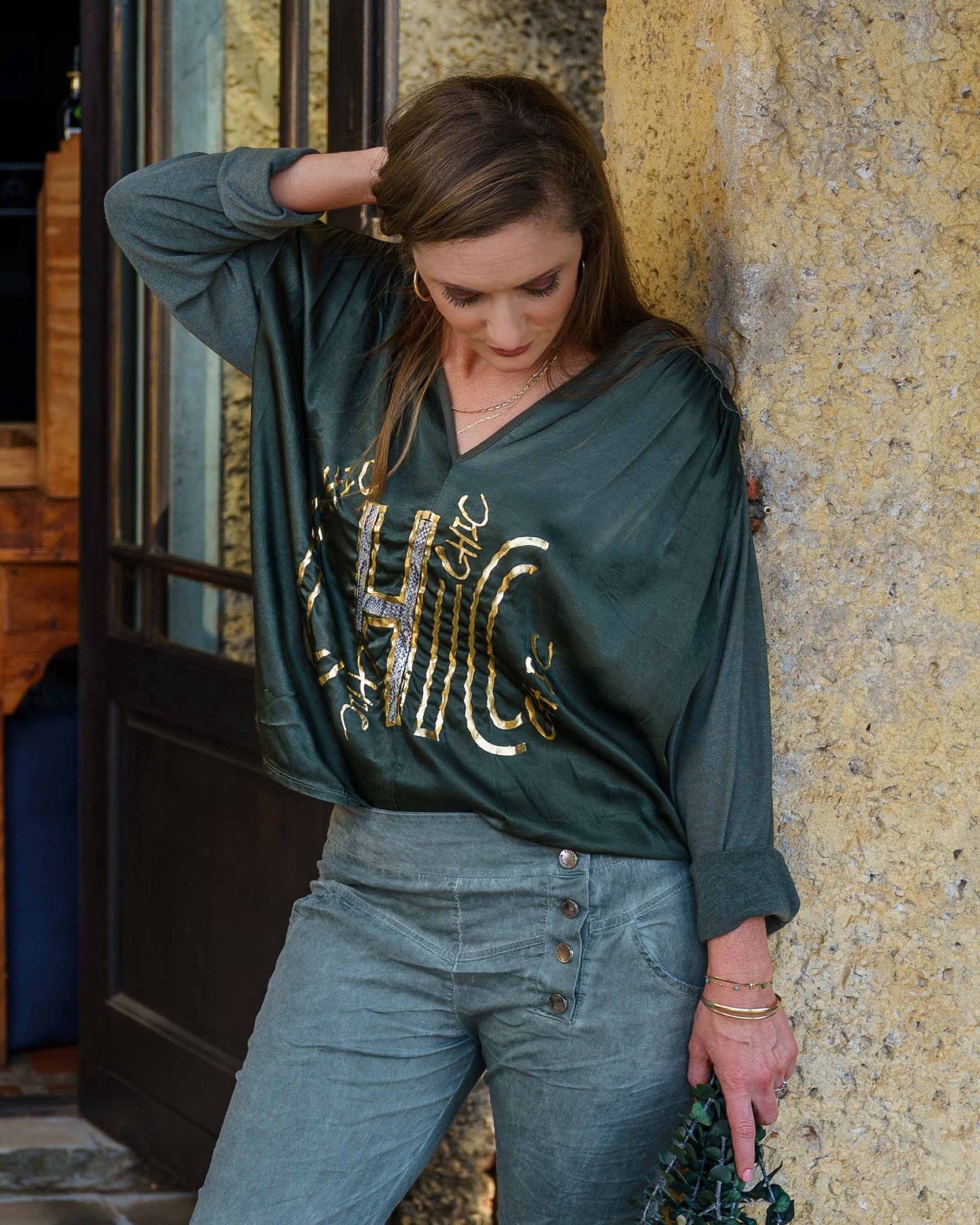 Shimmy Chic Top | Olive