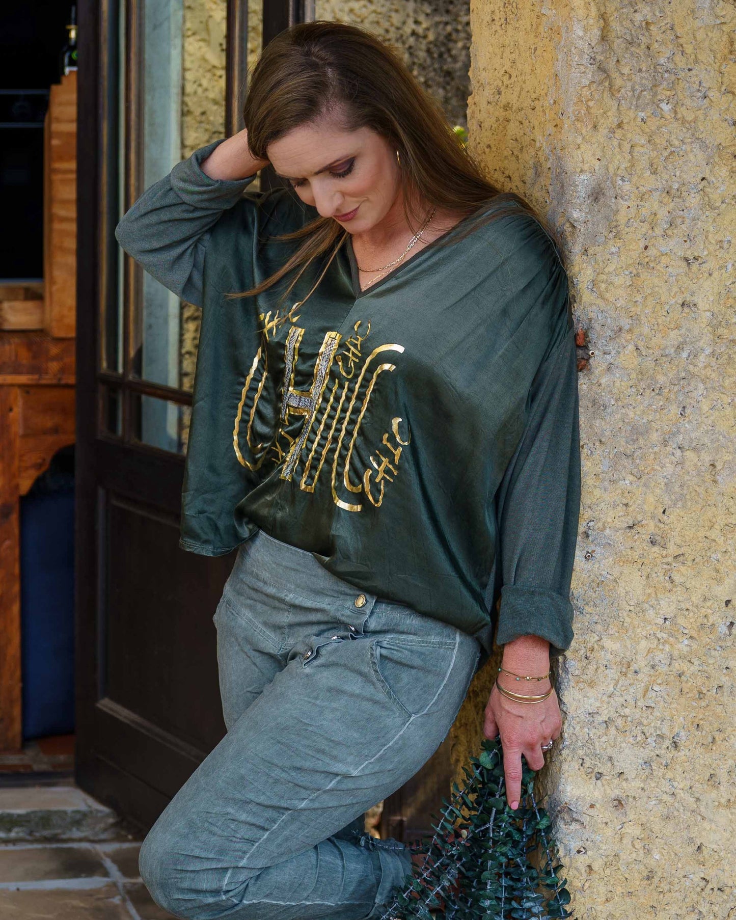 Shimmy Chic Top | Olive