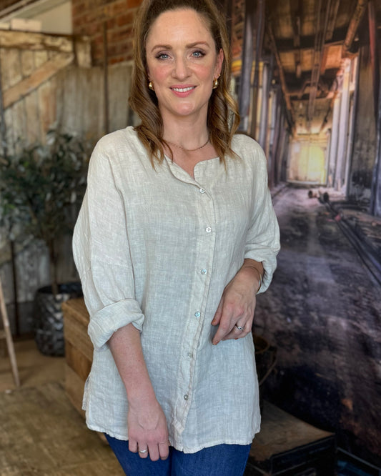 Chic Envy Linen Top | Stone