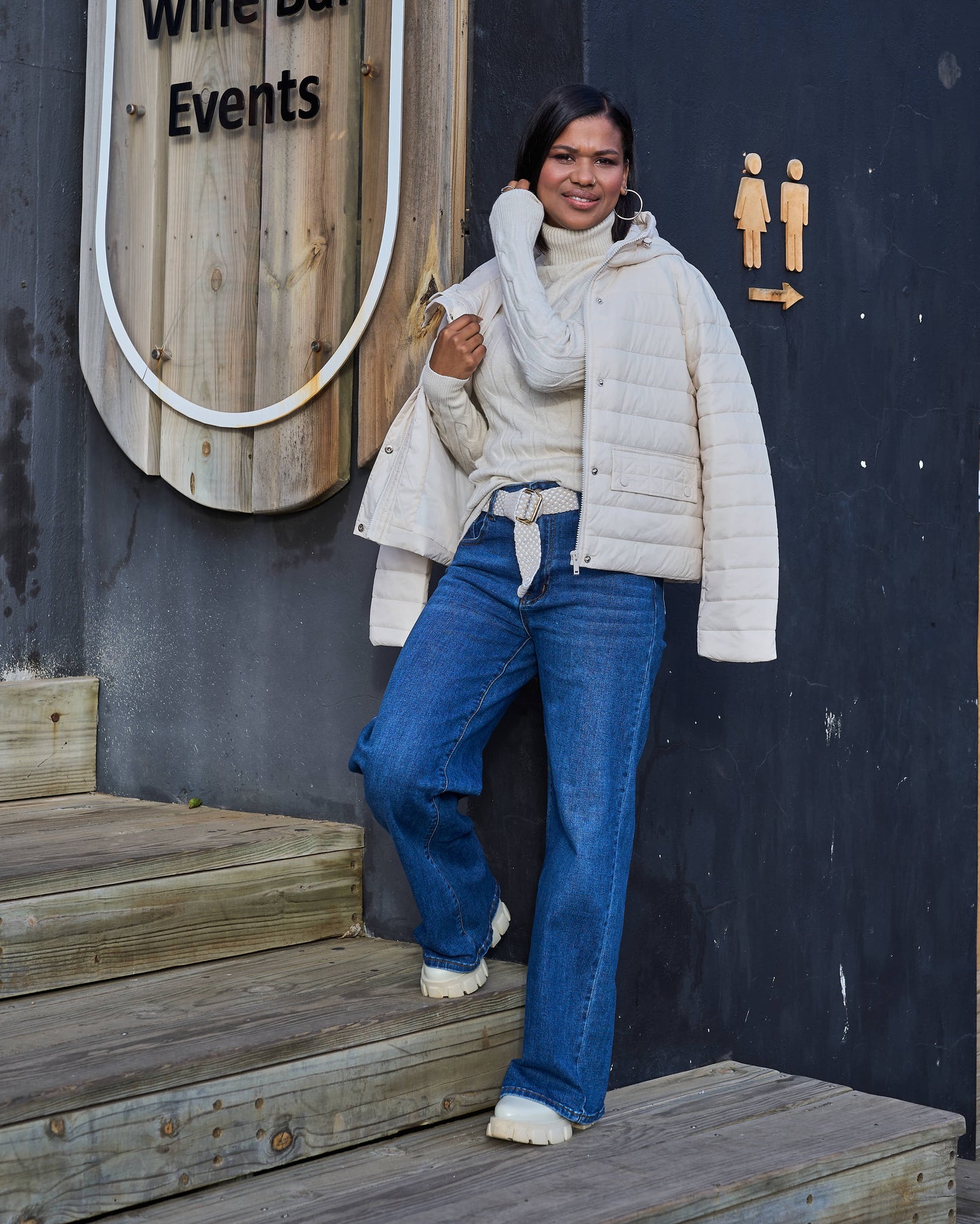 Featherline Puffer Jacket | Beige