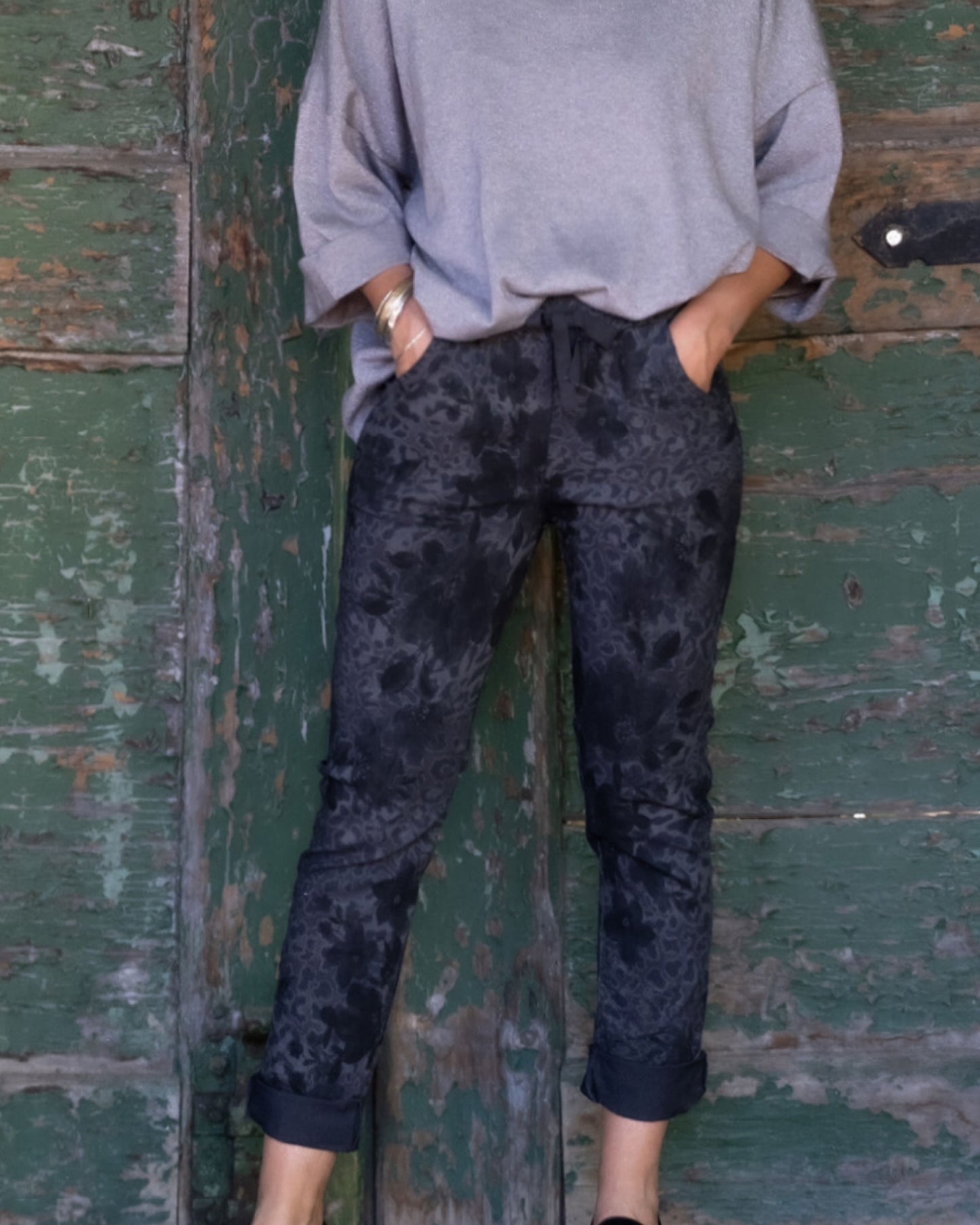 Evening Blossoms Drawstring Pants | Midnight Blue