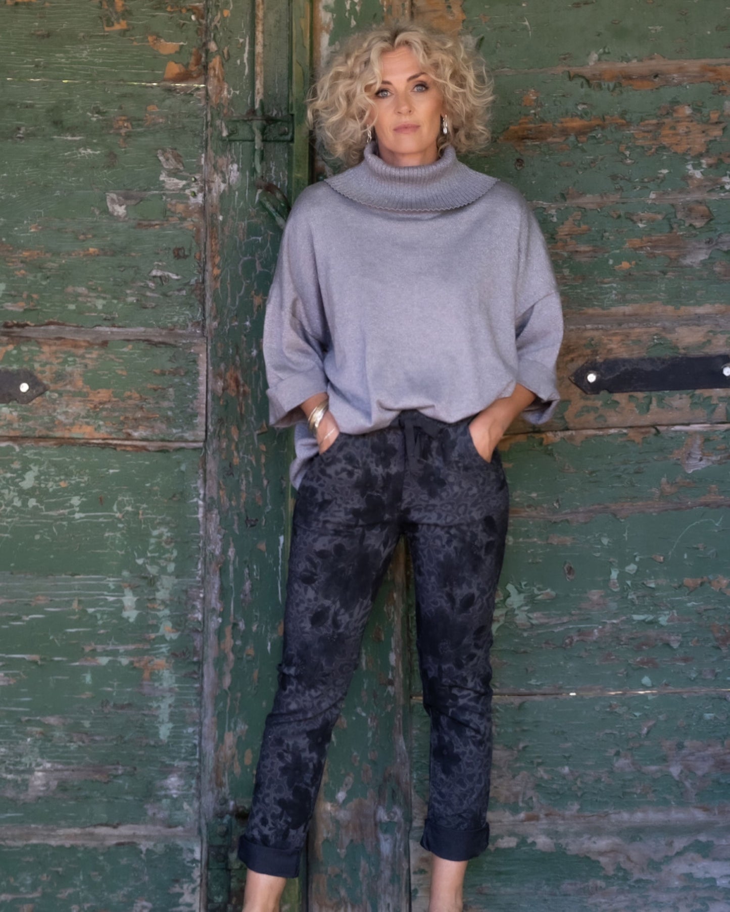 Evening Blossoms Drawstring Pants | Midnight Blue