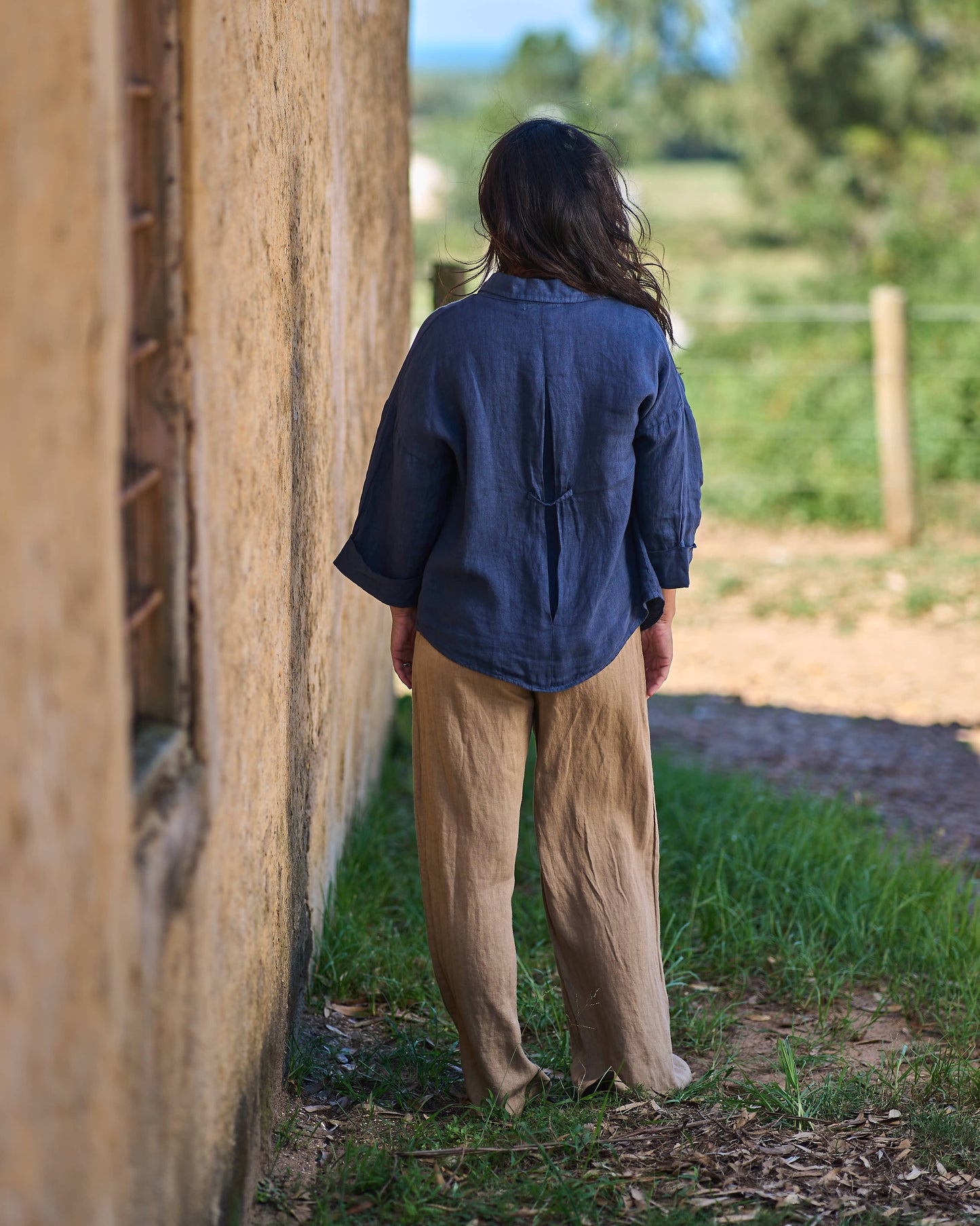 Fire In My Soul Linen Shirt | Navy