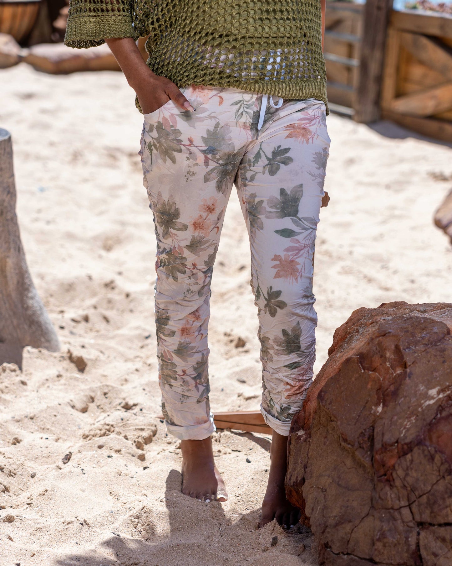 Floral Ease Drawstring Pants | Antique