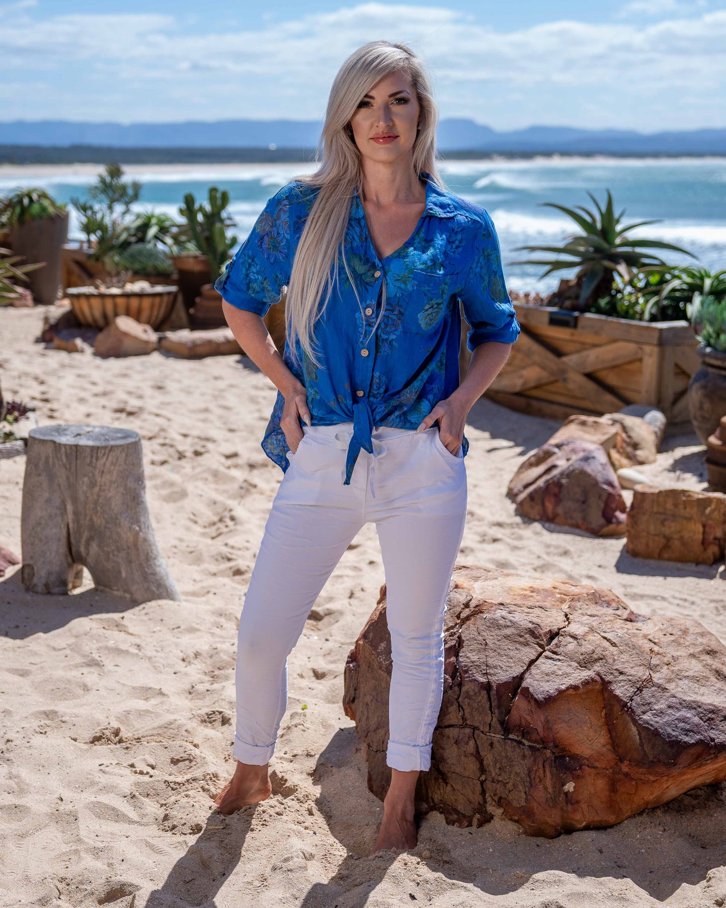 Garden Party Linen Shirt | Royal Blue