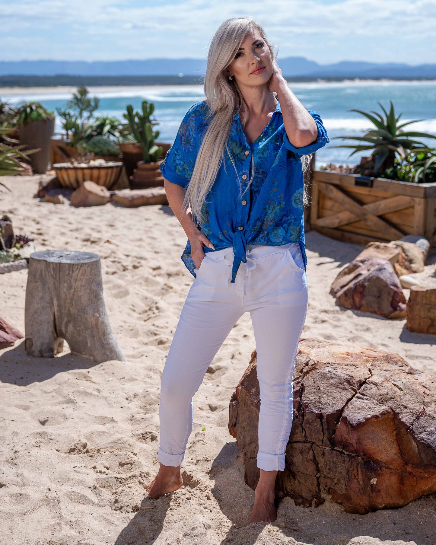 Garden Party Linen Shirt | Royal Blue