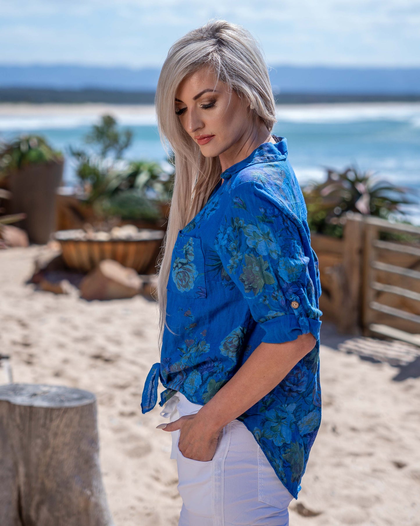 Garden Party Linen Shirt | Royal Blue