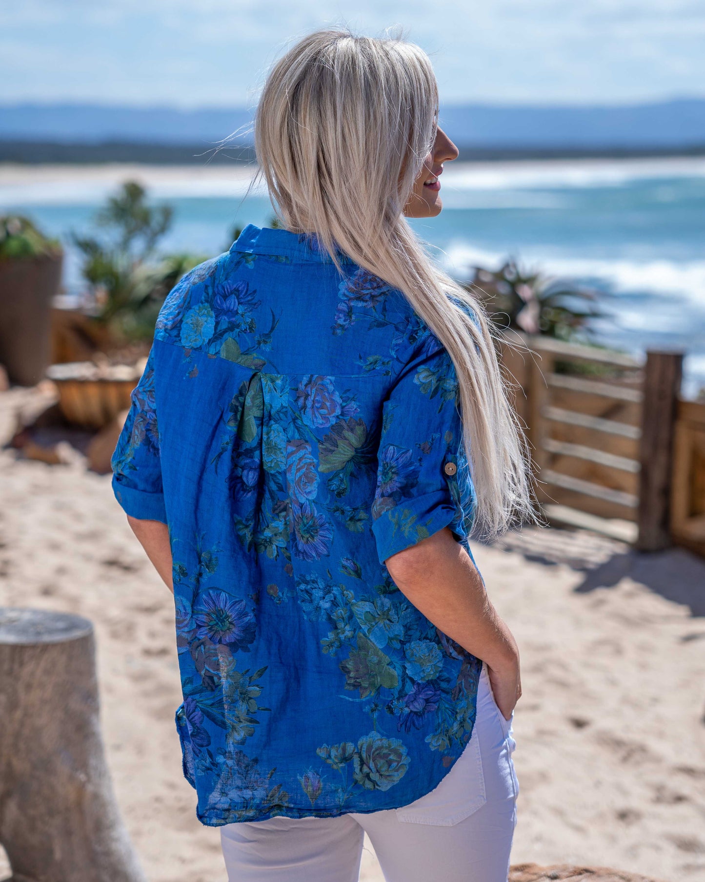 Garden Party Linen Shirt | Royal Blue
