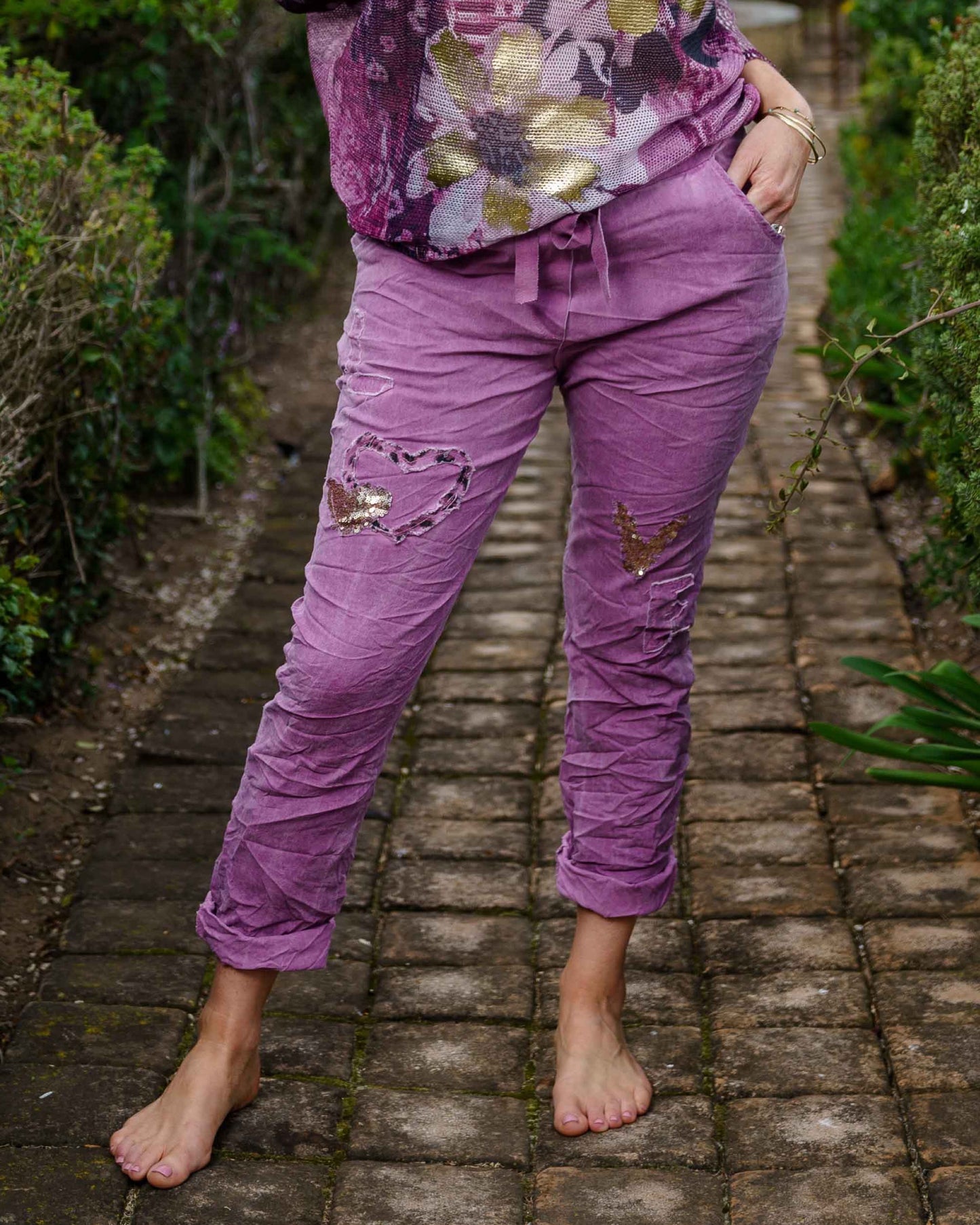 Heartbeat Drawstring Pants | Dusty Lavender