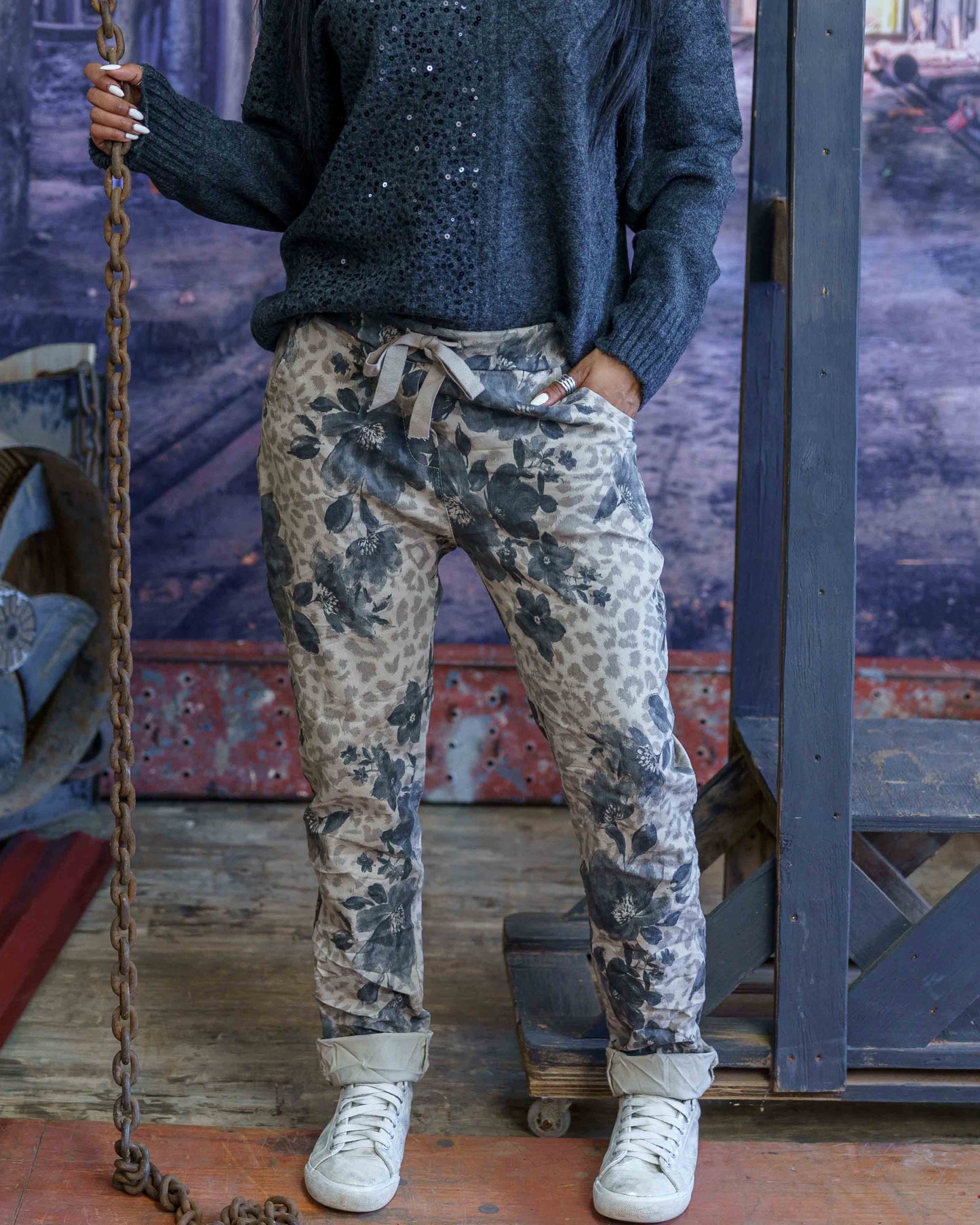 Highway Harmony Drawstring Pants | Beige