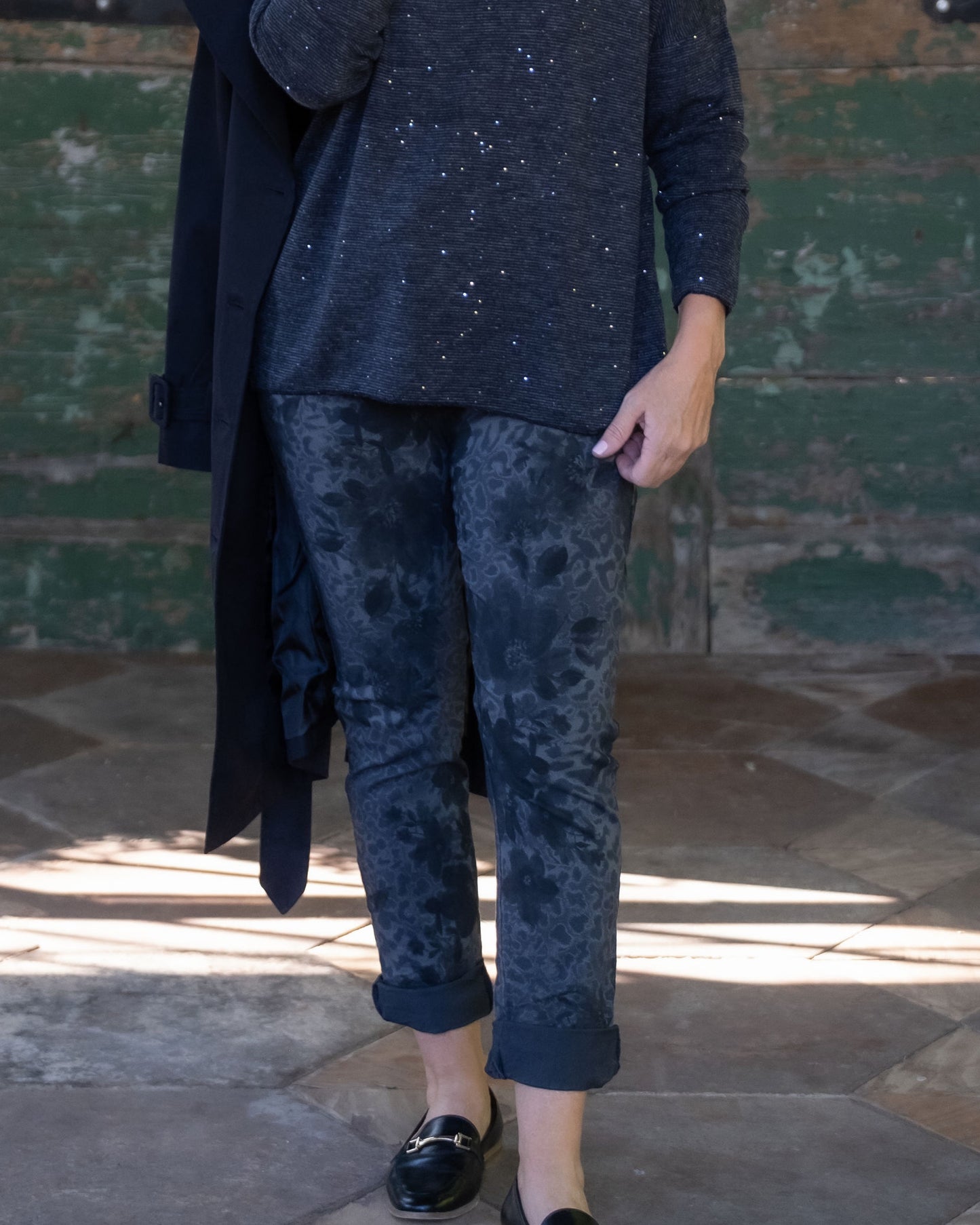 Evening Blossoms Drawstring Pants | Midnight Blue