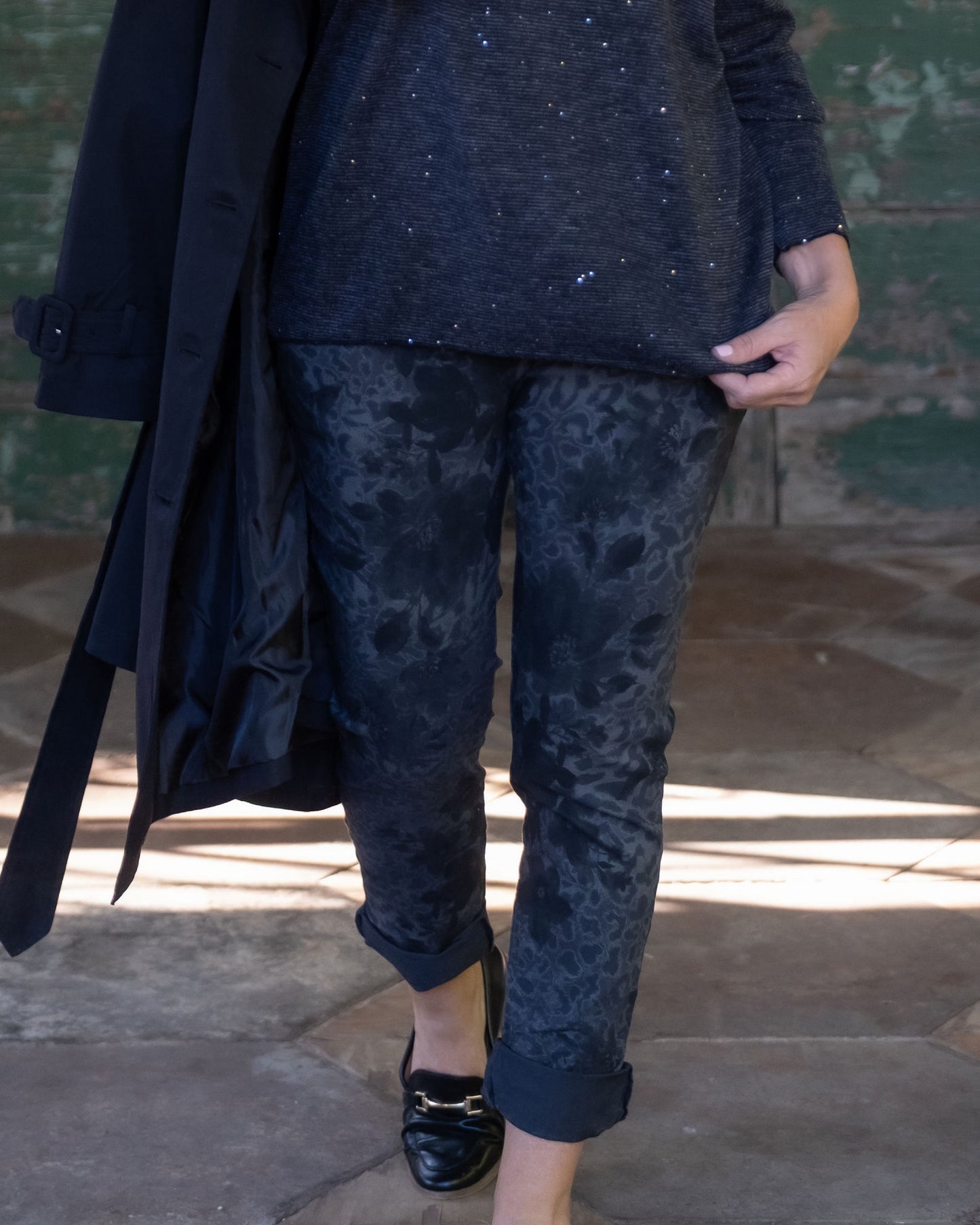 Evening Blossoms Drawstring Pants | Midnight Blue