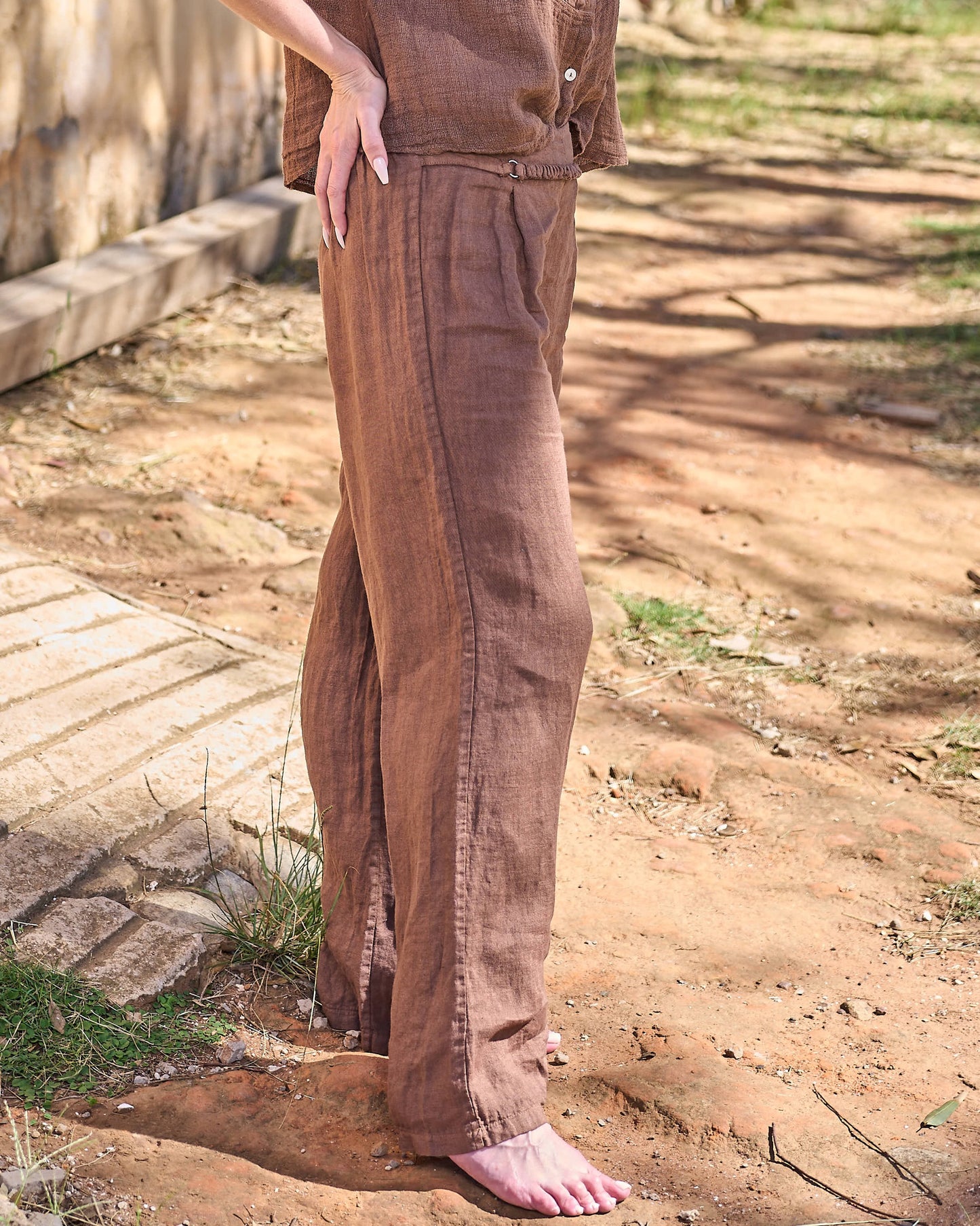 Step By Step Linen Pants | Chocolate