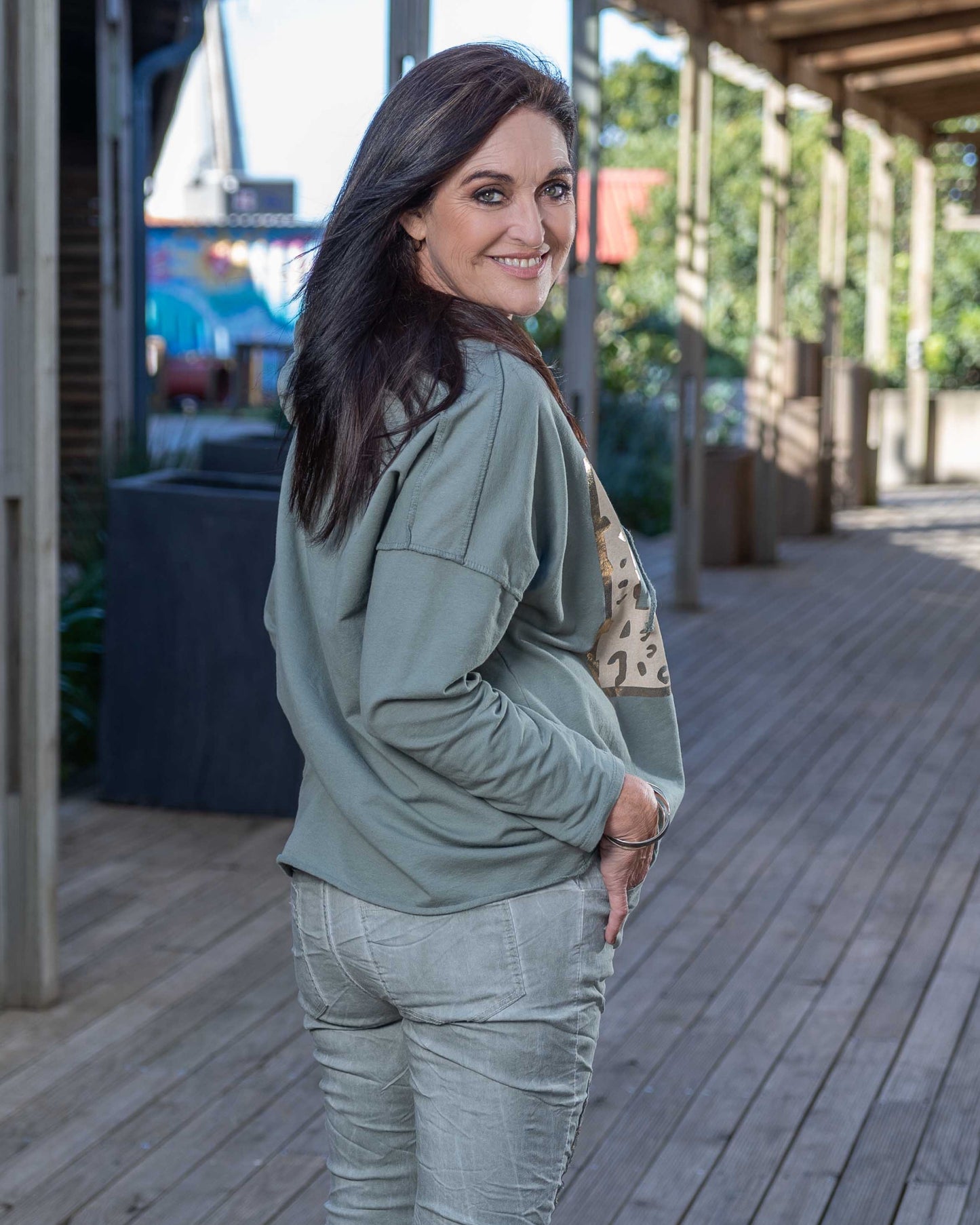 Jadore Hoodie Top | Sage