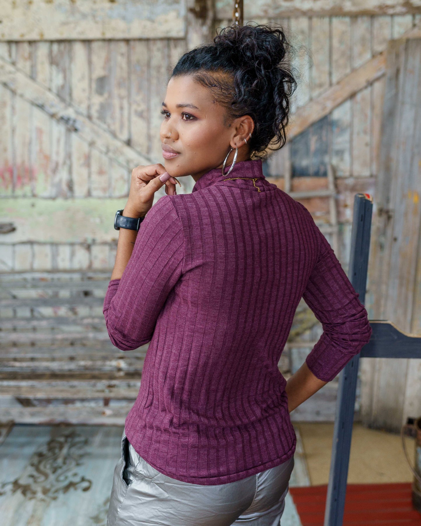 Last Light Polo Neck | Burgundy