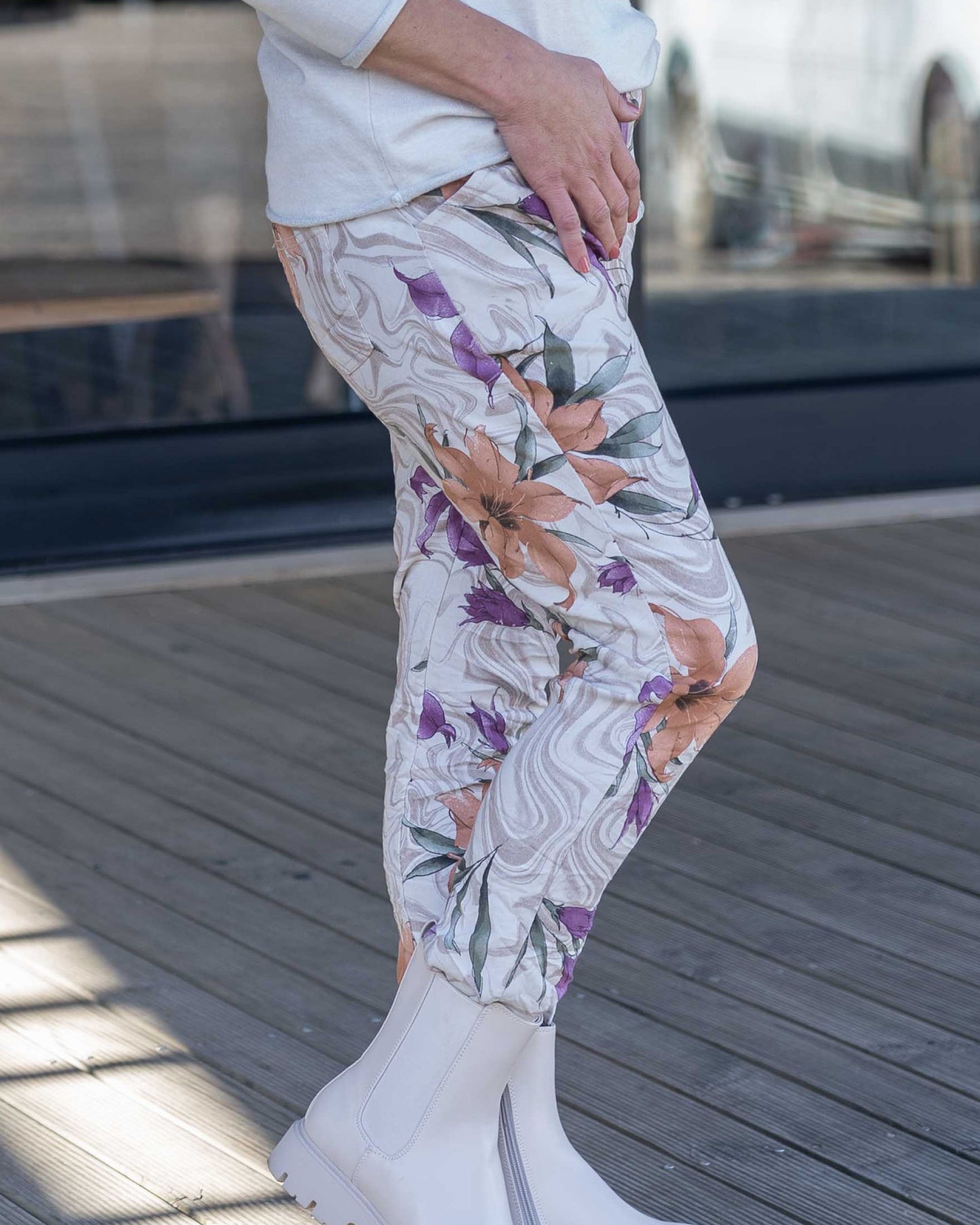 Lily Petal Drawstring Pants | Beige