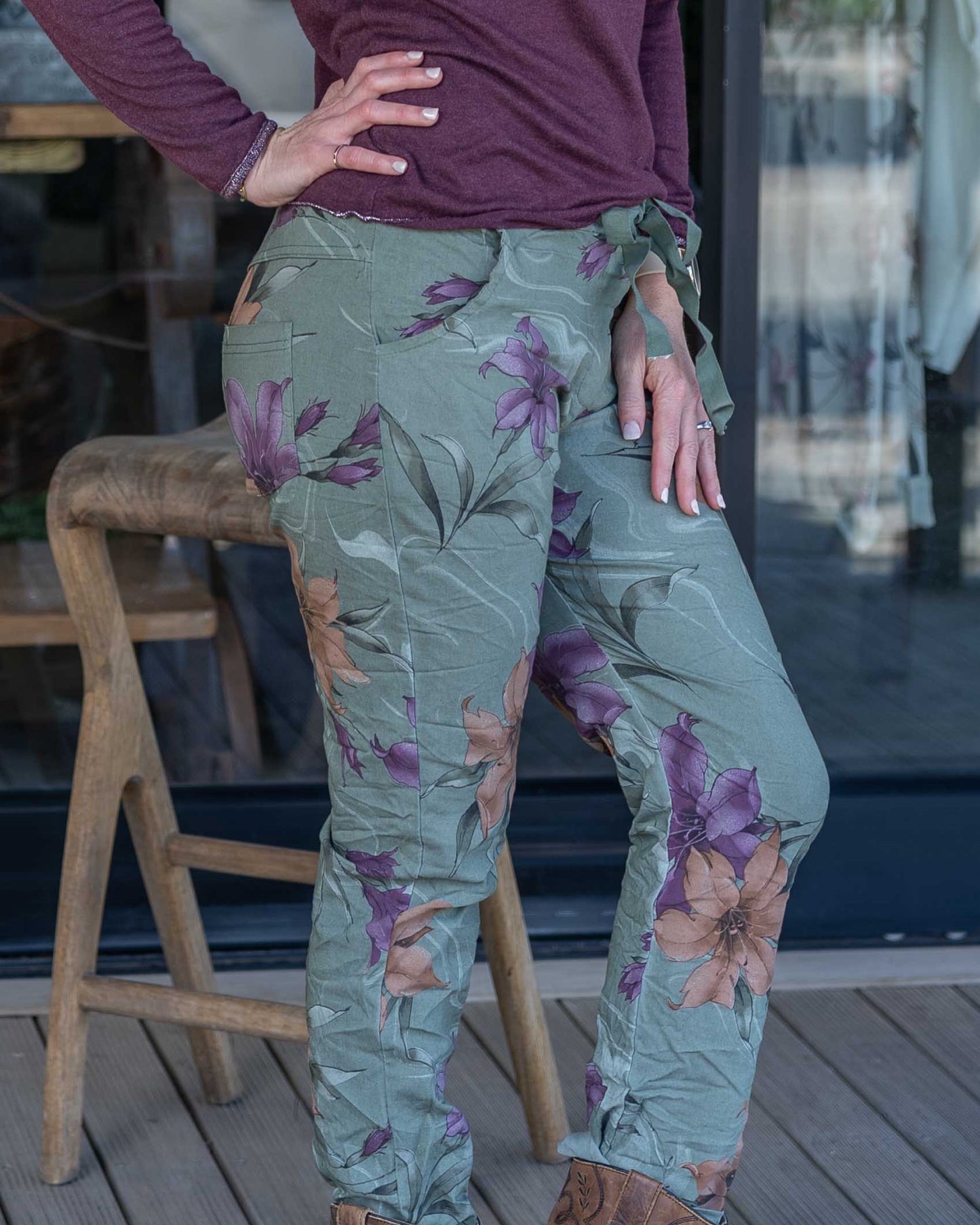 Lily Petal Drawstring Pants | Olive