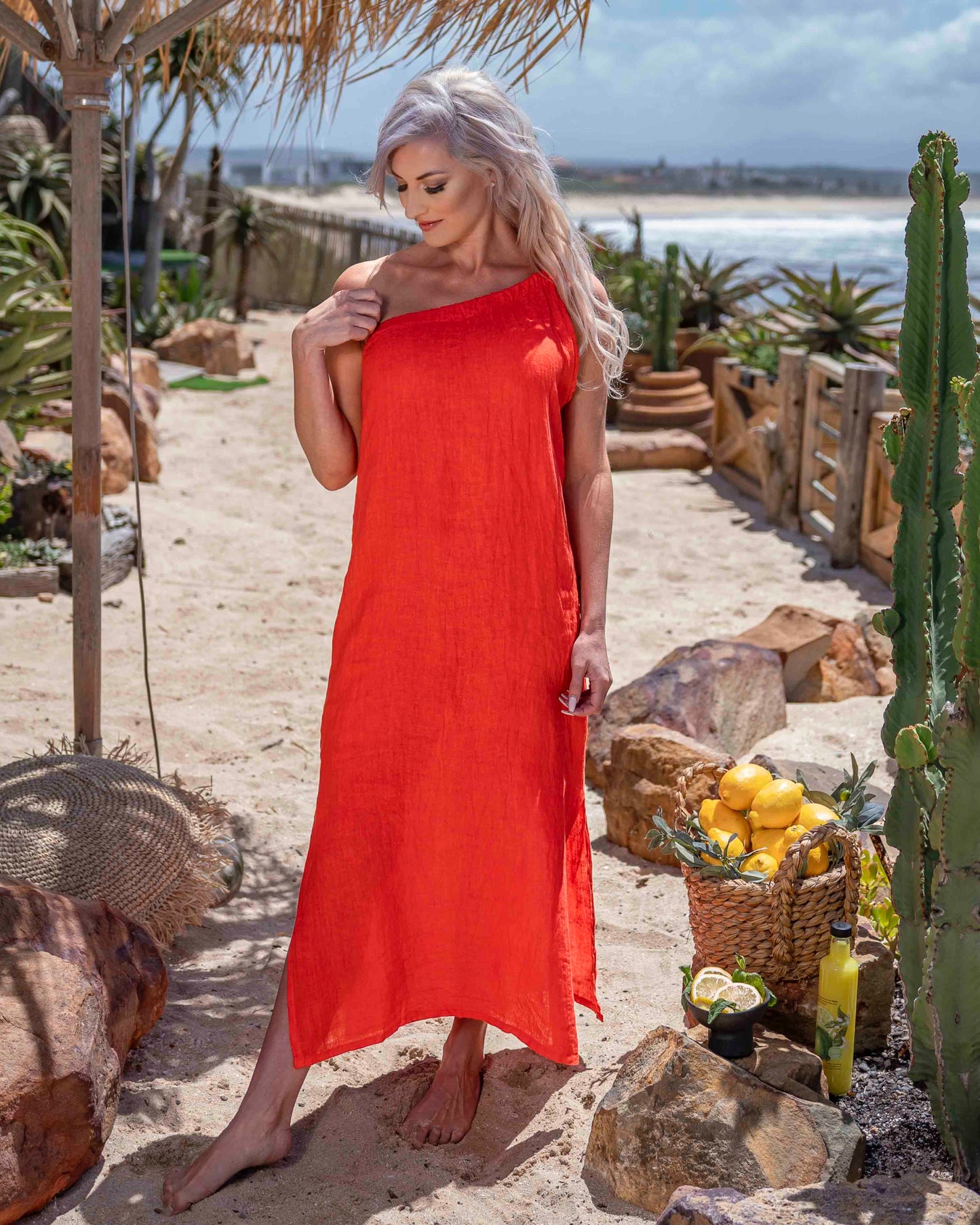 One Shoulder Dress | Watermelon