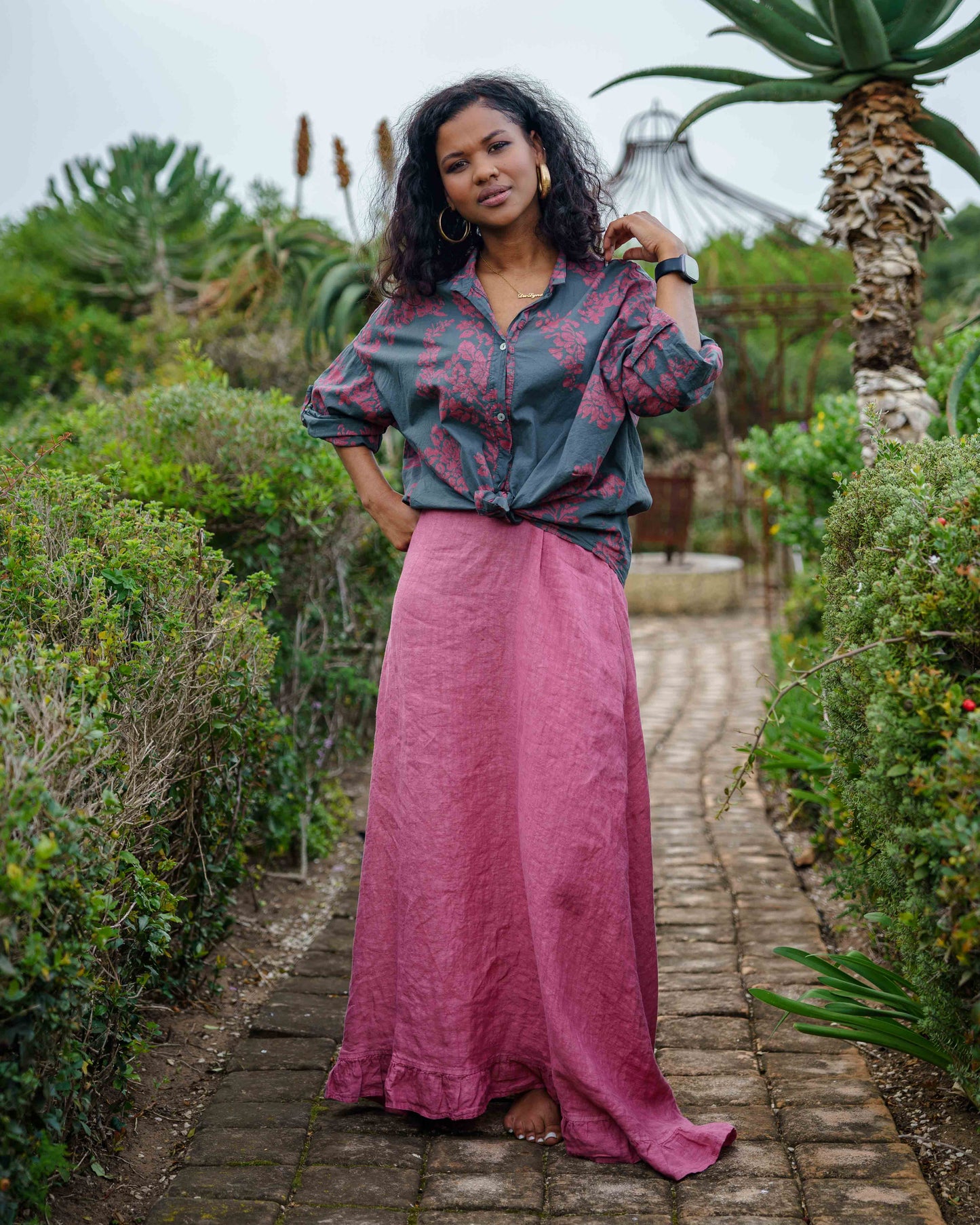 Sweet Talk Linen Skirt | Rose Bouquet