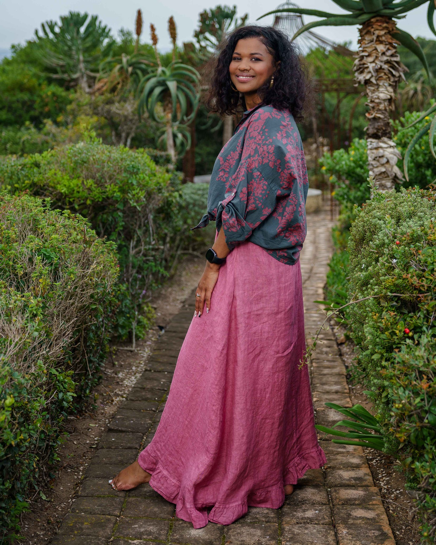 Sweet Talk Linen Skirt | Rose Bouquet