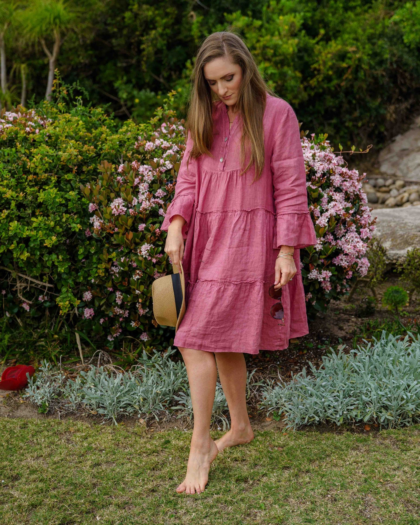 Paradise Linen Dress | Rose Bouquet