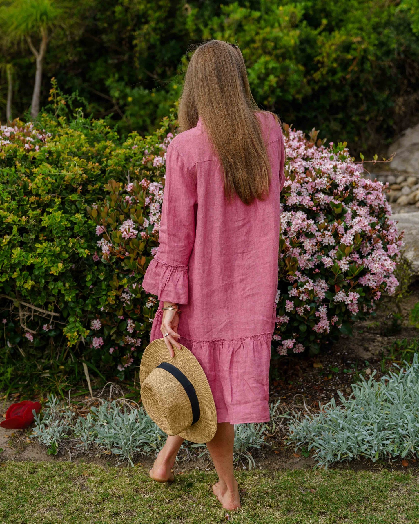 Paradise Linen Dress | Rose Bouquet