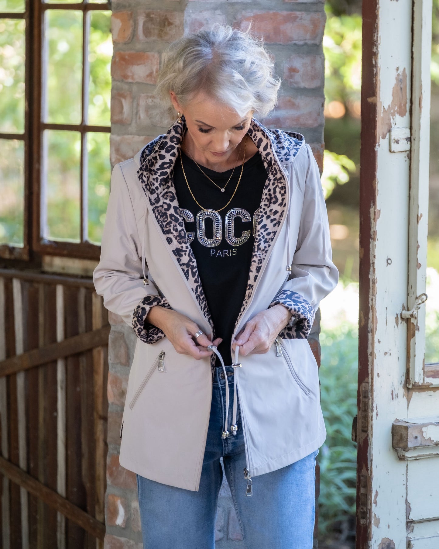 Reversible Animal Print Jacket | Light Beige