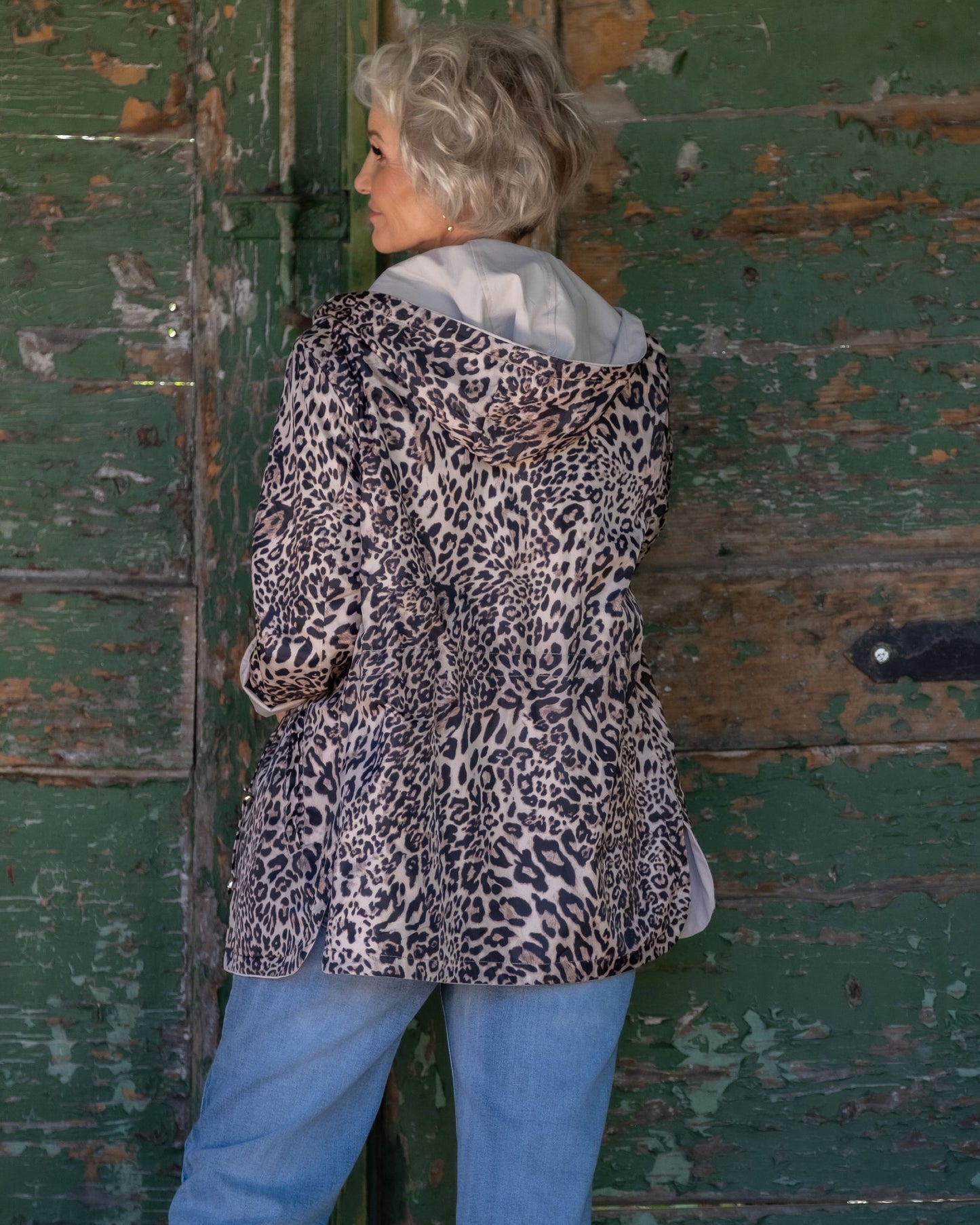 Reversible Animal Print Jacket | Light Beige