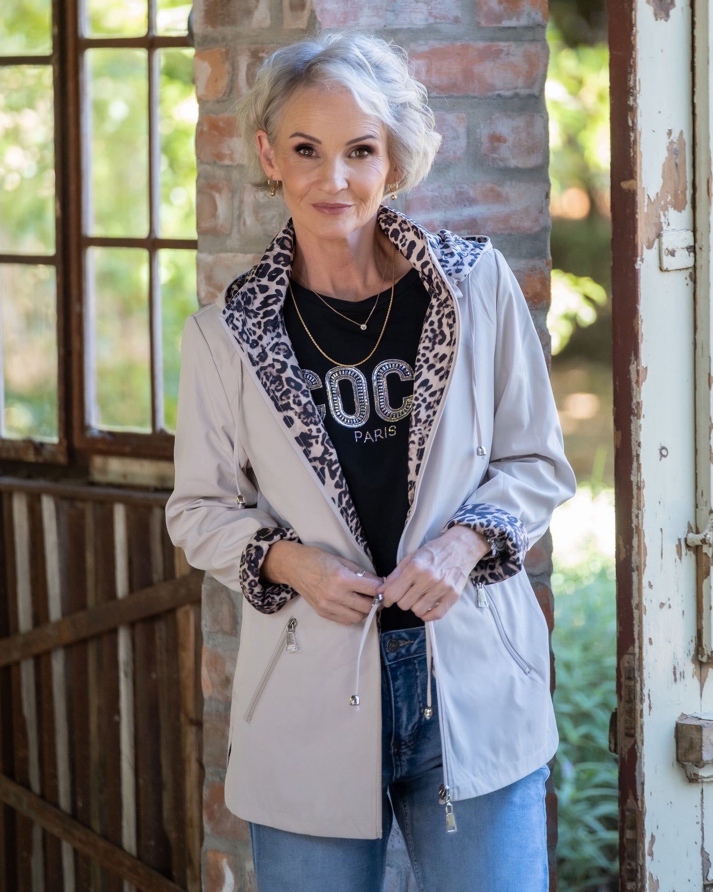 Reversible Animal Print Jacket | Light Beige