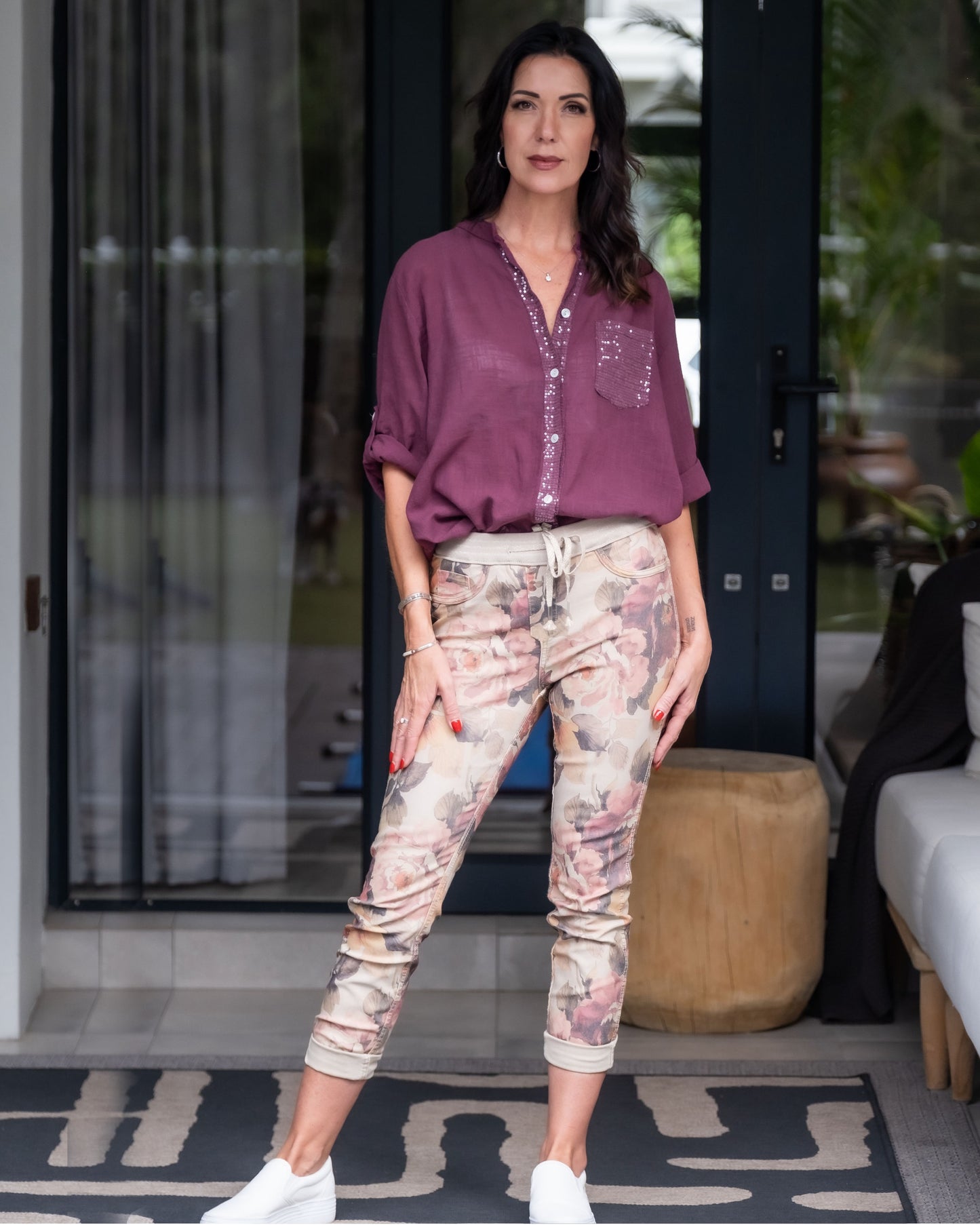 Reversible Drawstring Pants | Beige