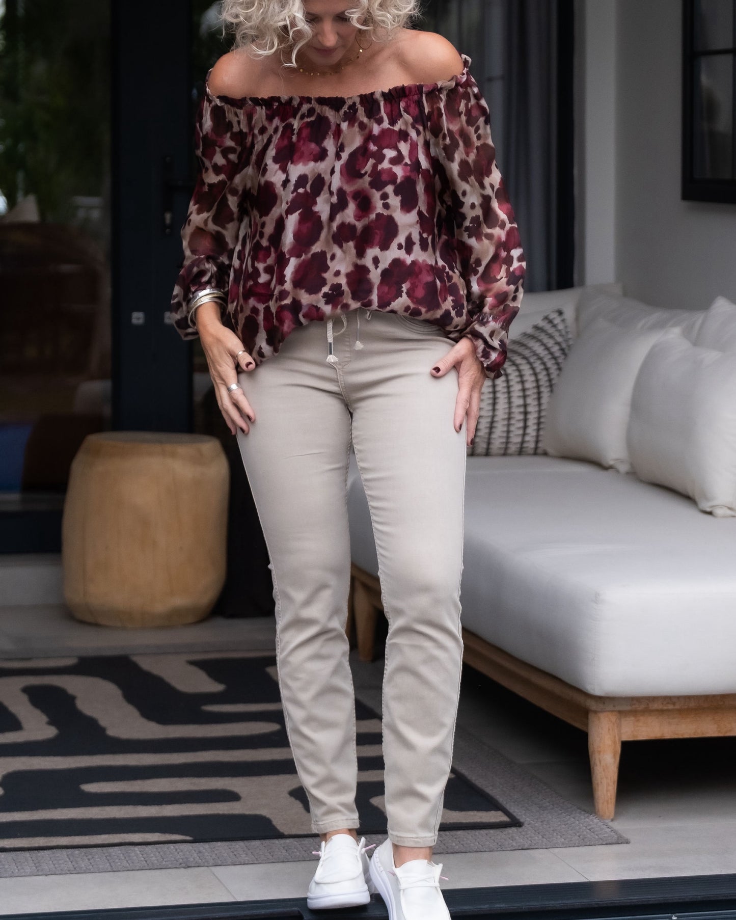 Reversible Drawstring Pants | Beige