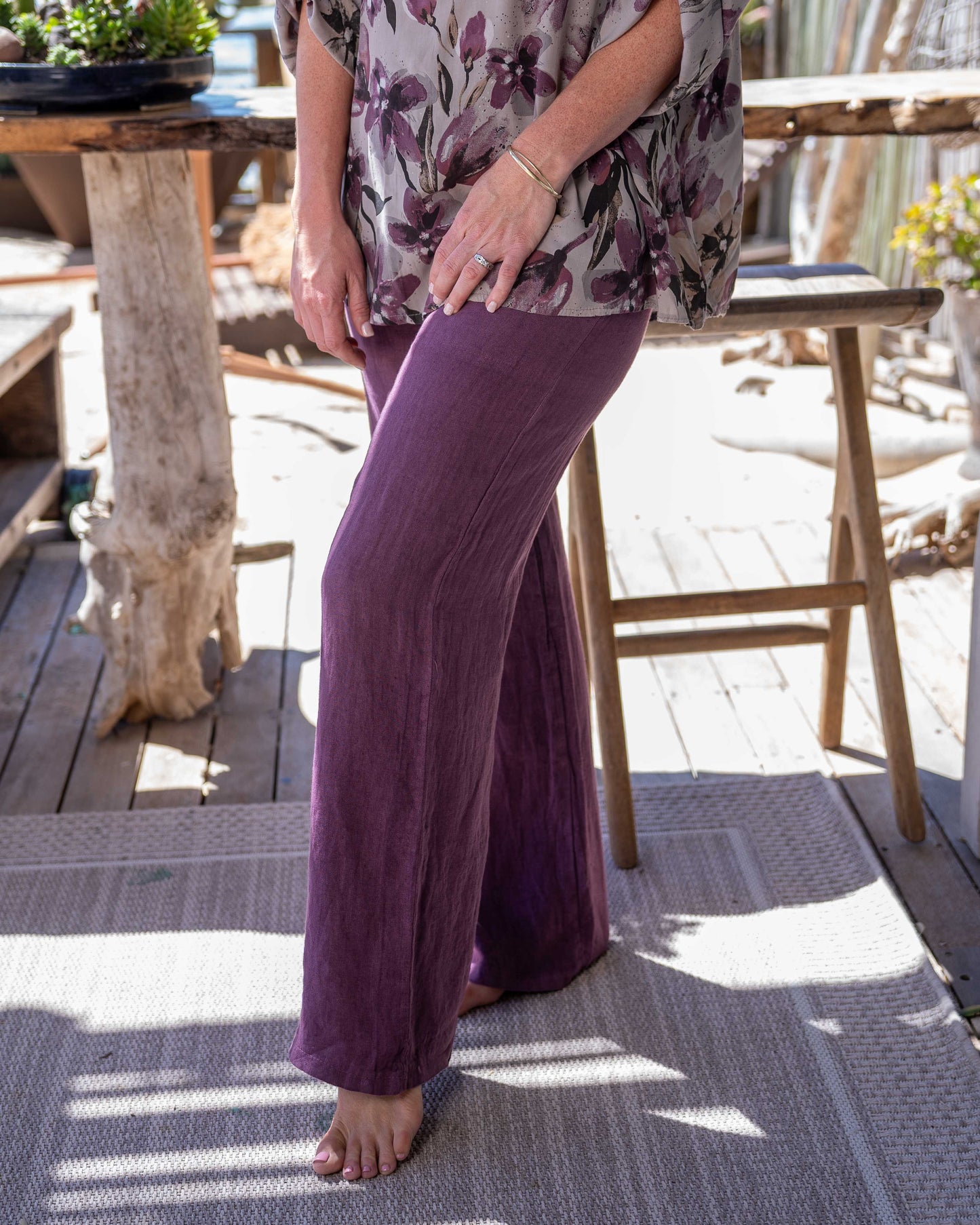Royal Radiance Linen Pants | Grape