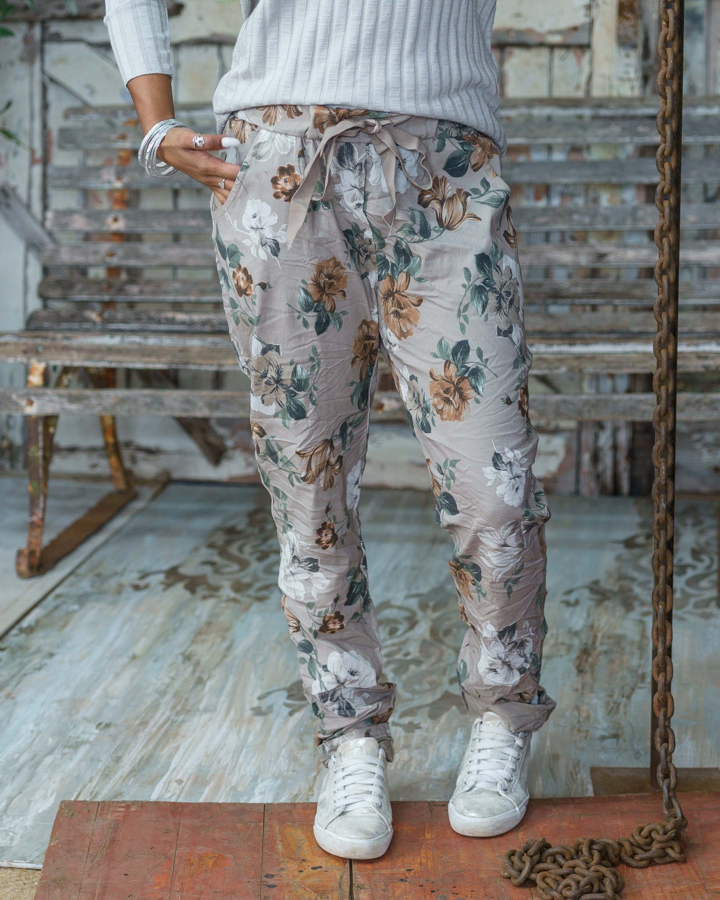 Sand & Petals Drawstring Pants | Taupe
