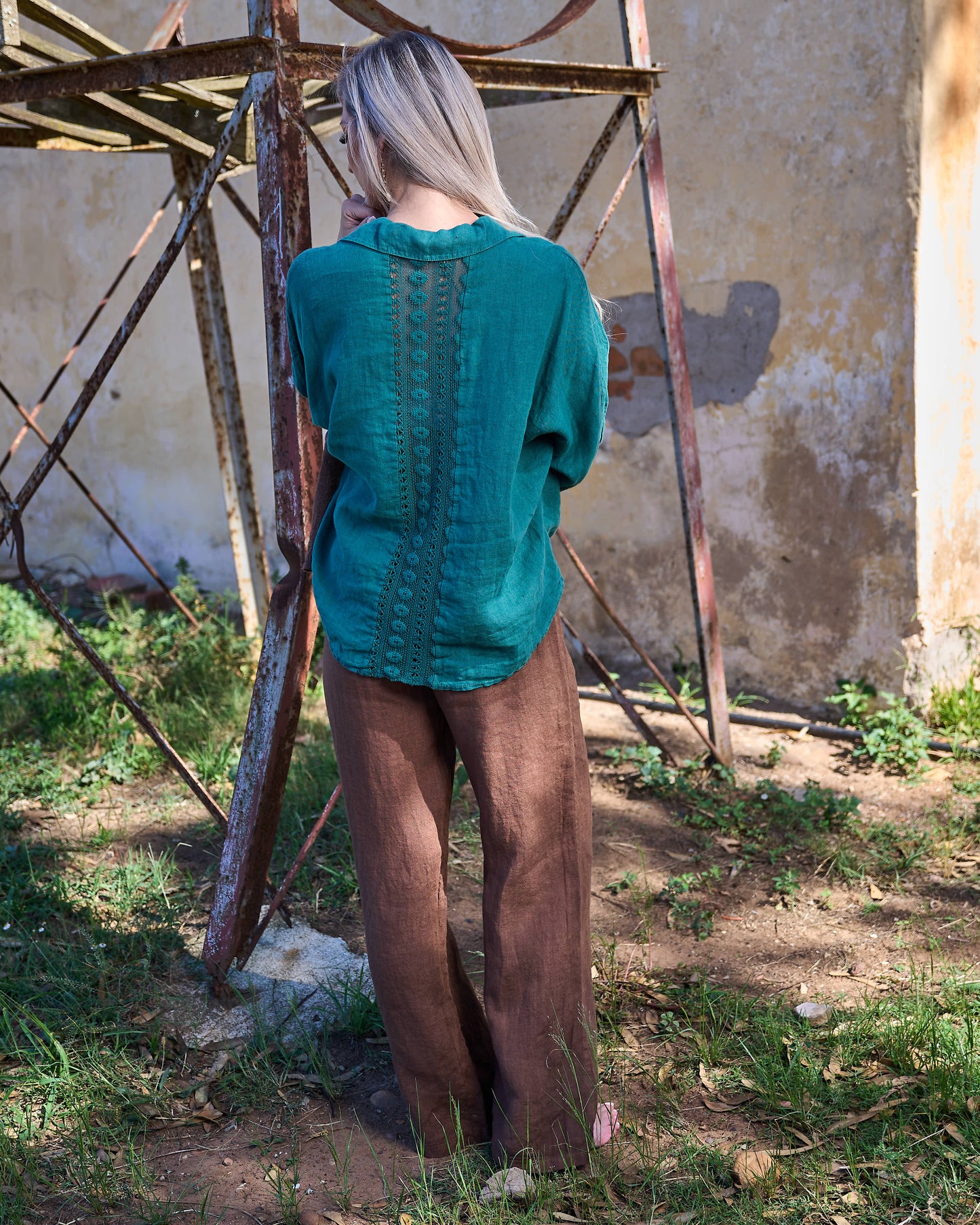 Savannah Linen Top | Emerald
