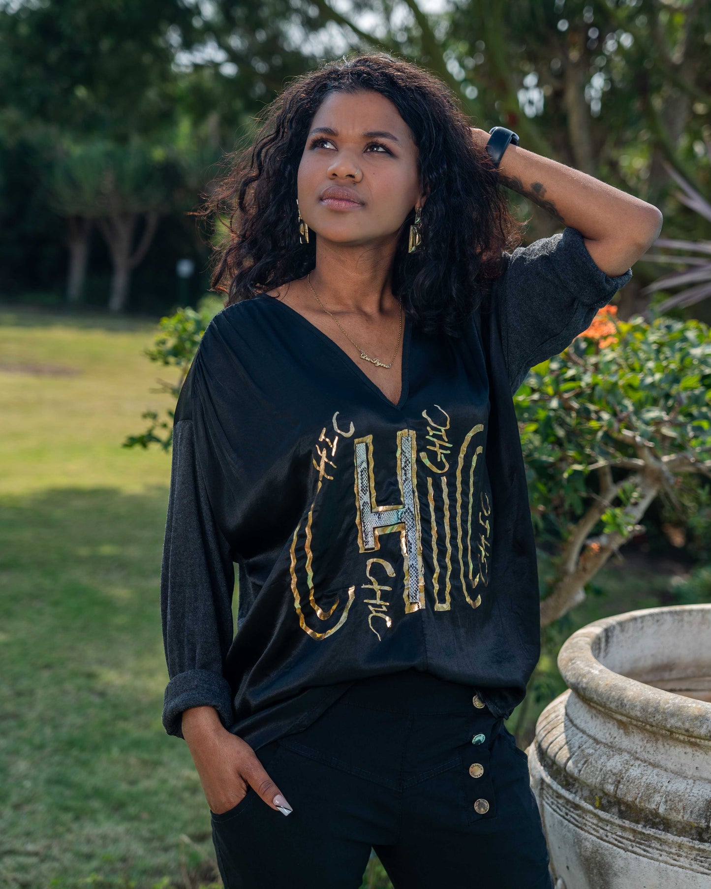 Shimmy Chic Top | Black
