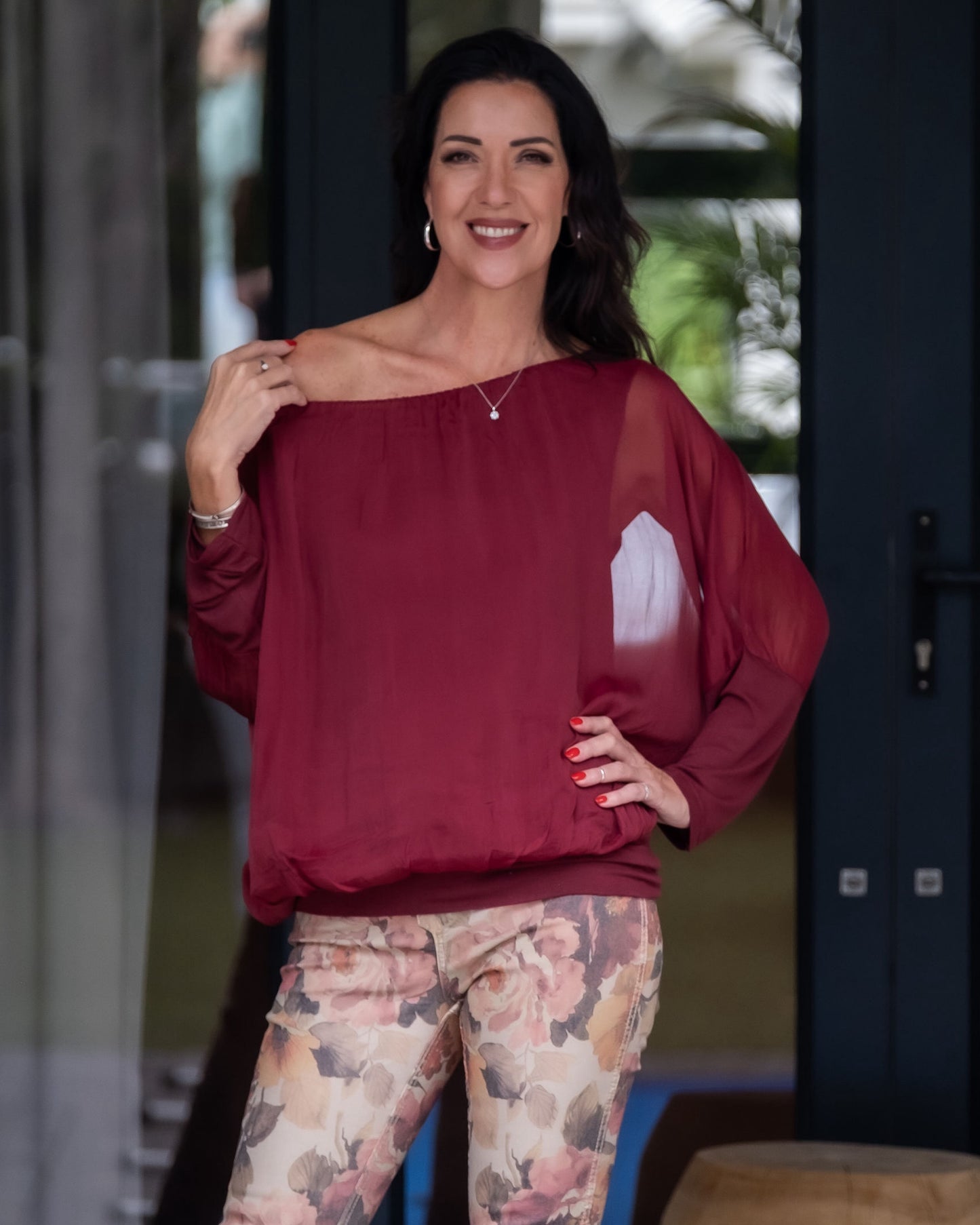 Silken Breeze Bask Top | Burgundy