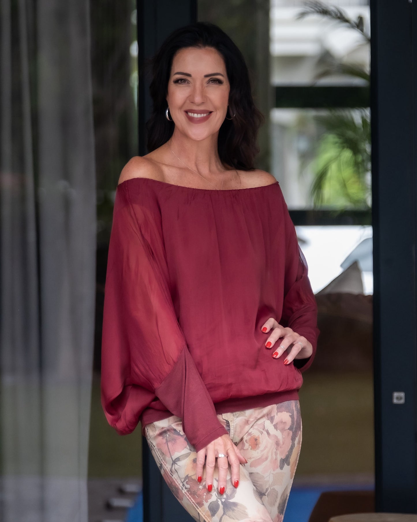 Silken Breeze Bask Top | Burgundy