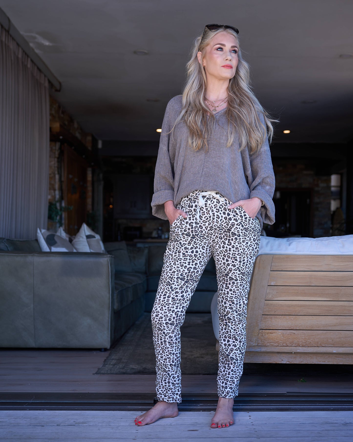Sneaky Spot Drawstring Pants | Taupe