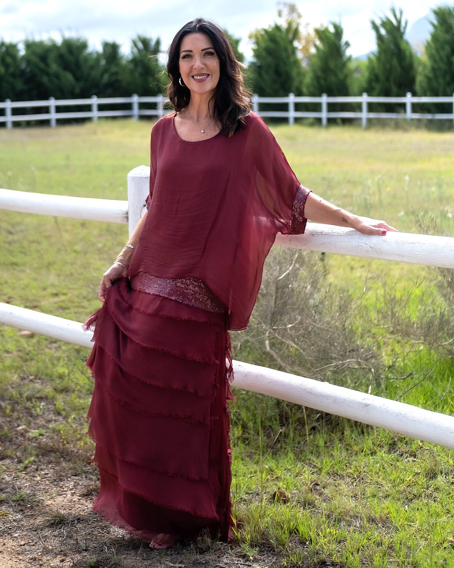 Sparkle Layer Top | Burgundy